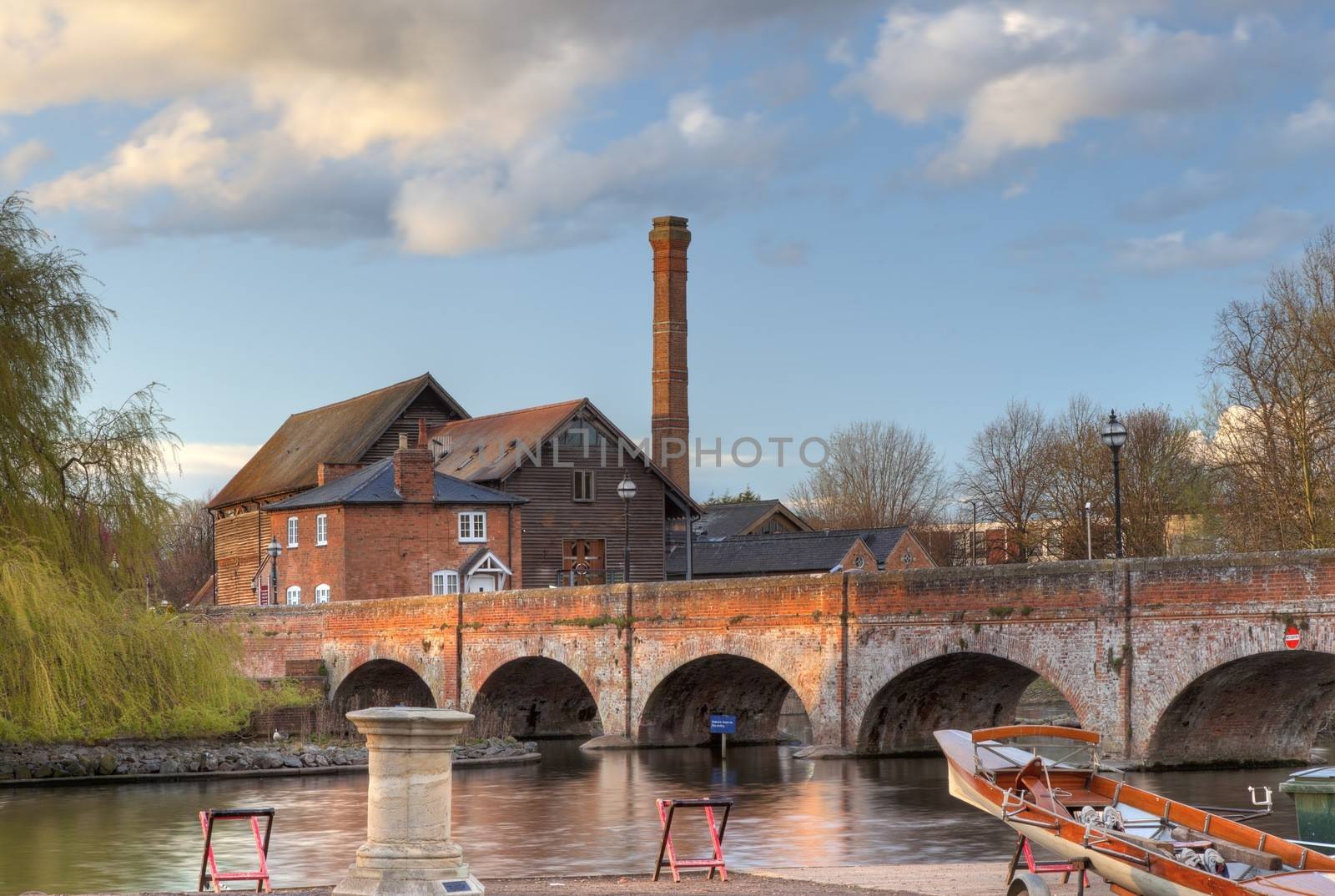 The old mill saw mill and foot bridge, Stratford upon Avon, Warwickshire, England.