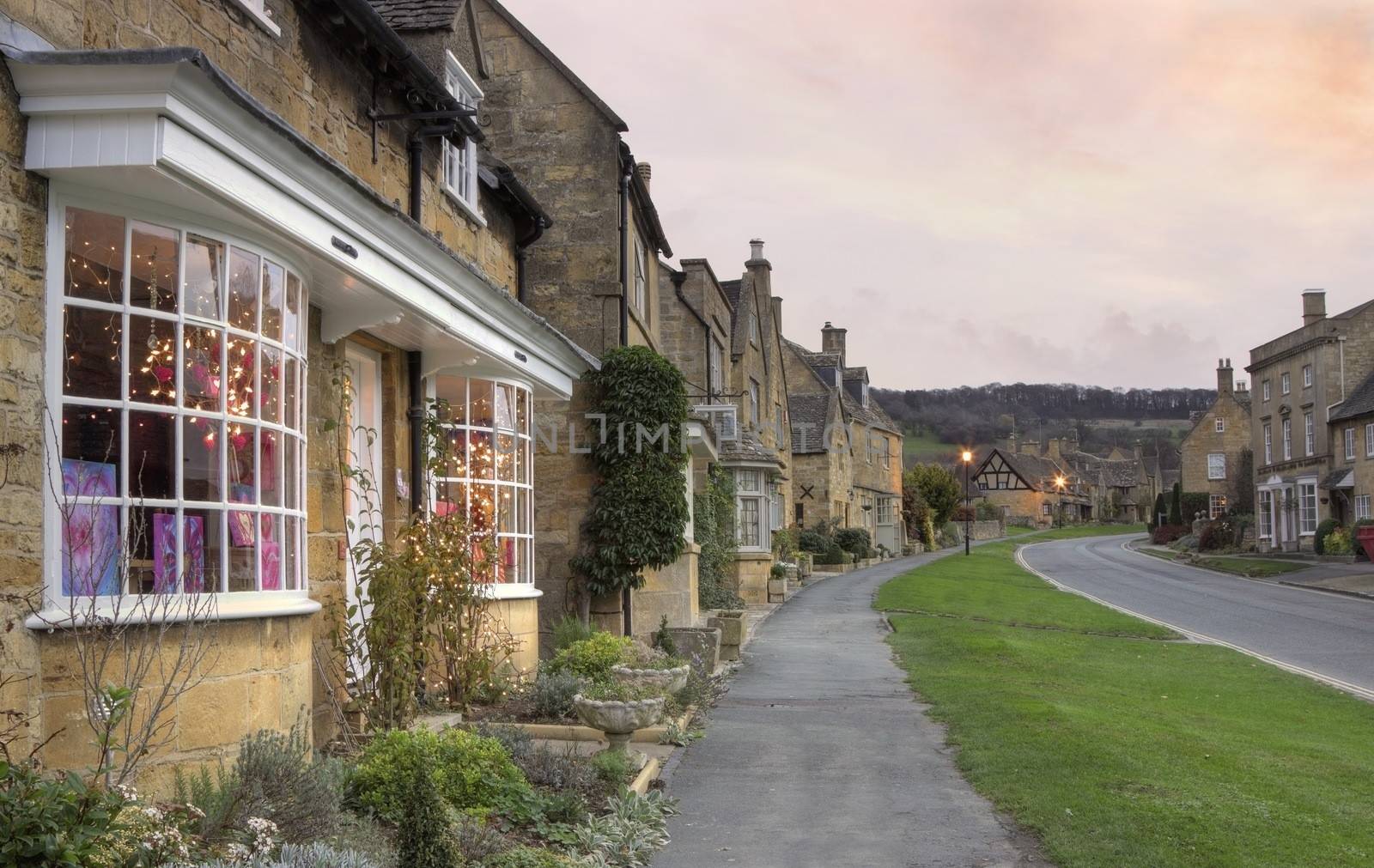 The pretty village of Broadway, Cotswolds, Worcestershire, England.
