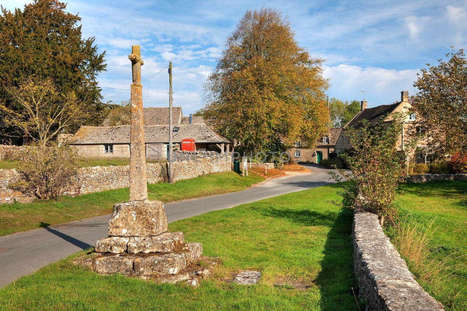 The old stone cross at Condicote, Gloucestershire, England.