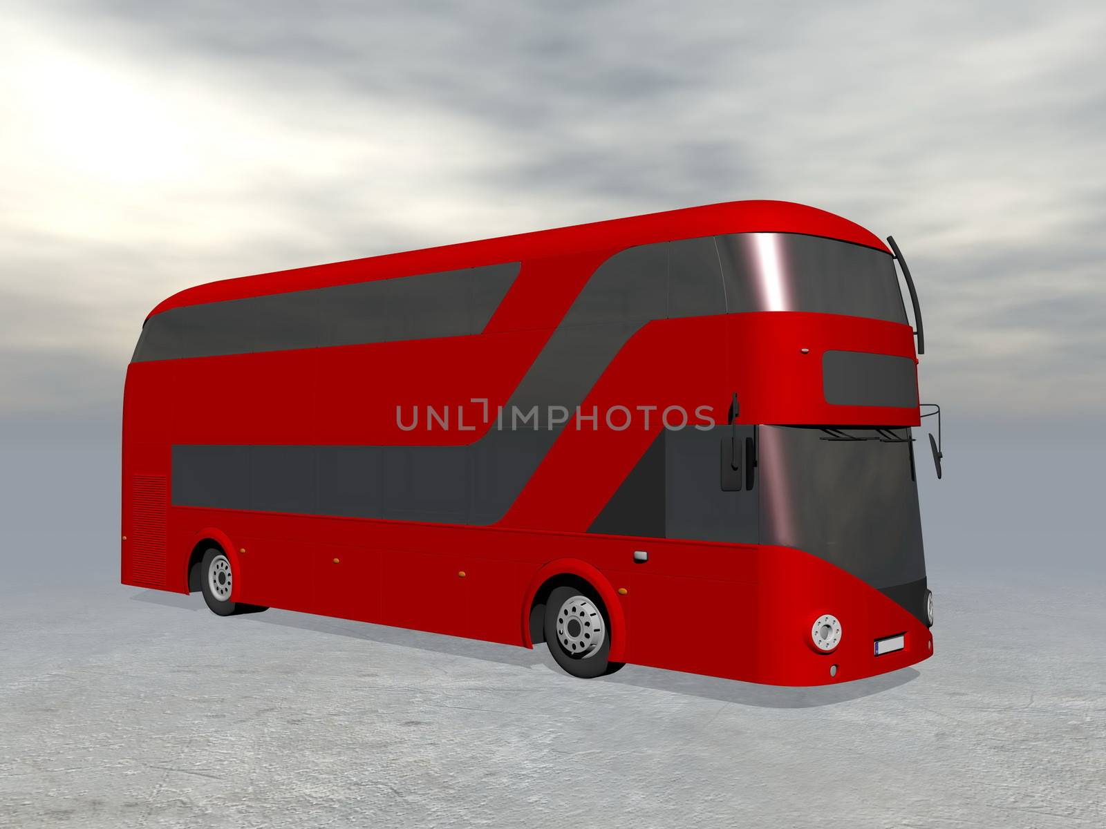 Modern London red bus - 3D render by Elenaphotos21