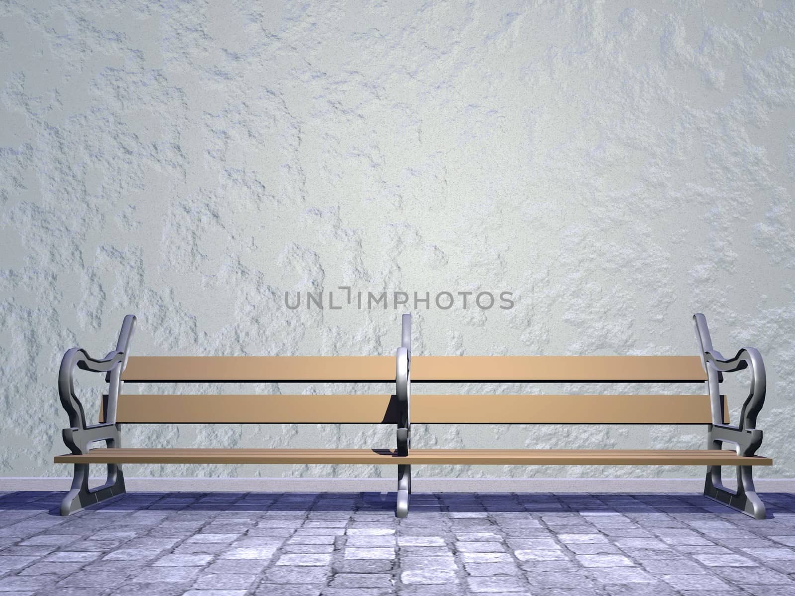 Bench in the street - 3D render by Elenaphotos21