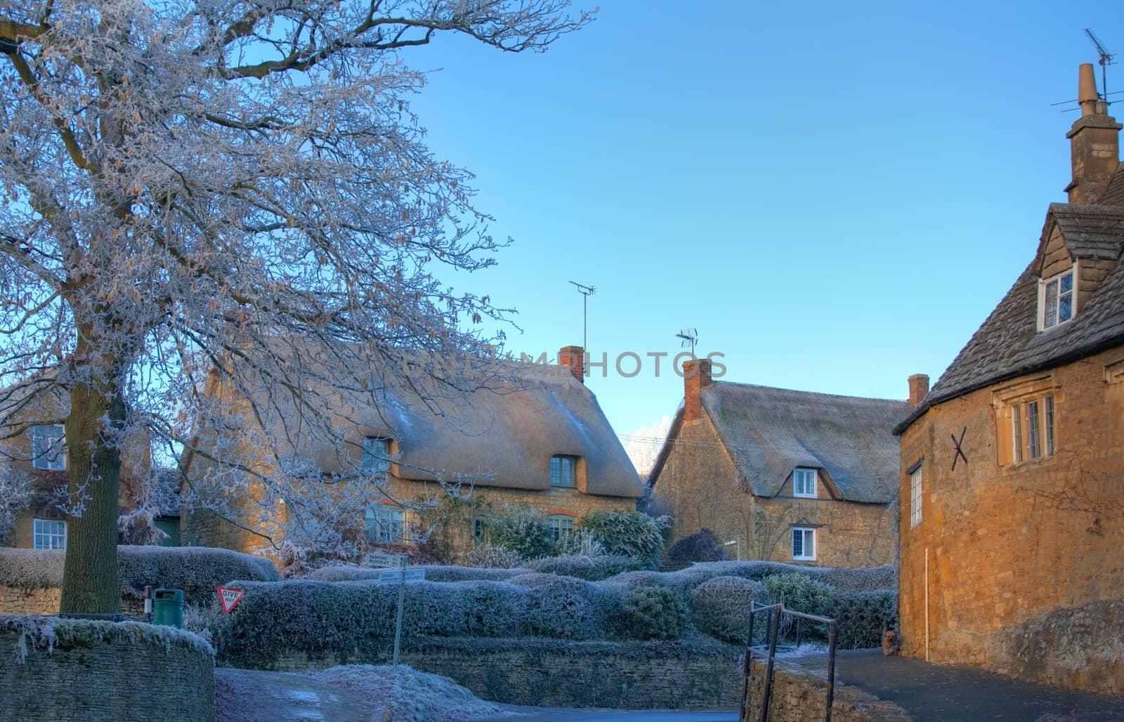 A winters morning at Ebrington village near Chipping Campden, Gloucestershire, England.