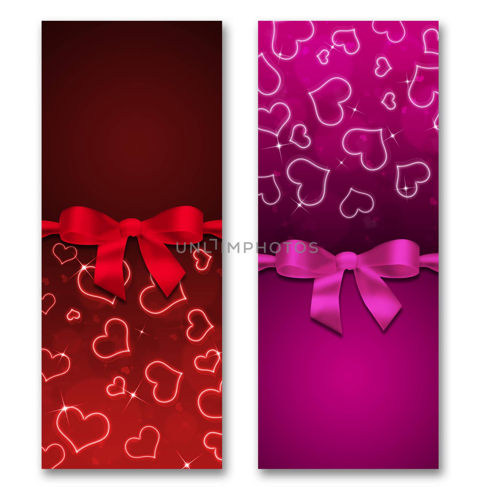 Card with hearts and ribbon with a bow by cherezoff