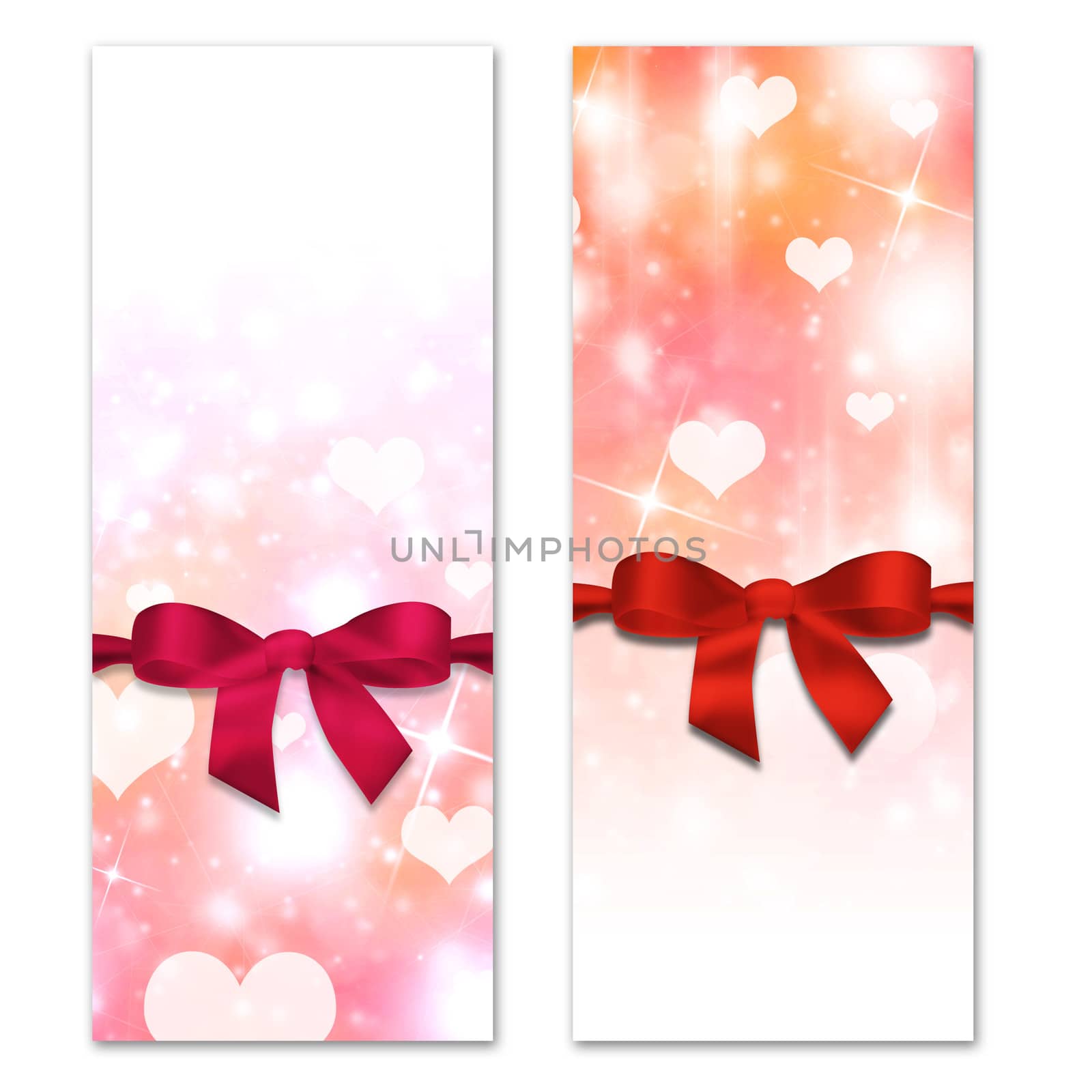 Card with hearts and ribbon with a bow by cherezoff