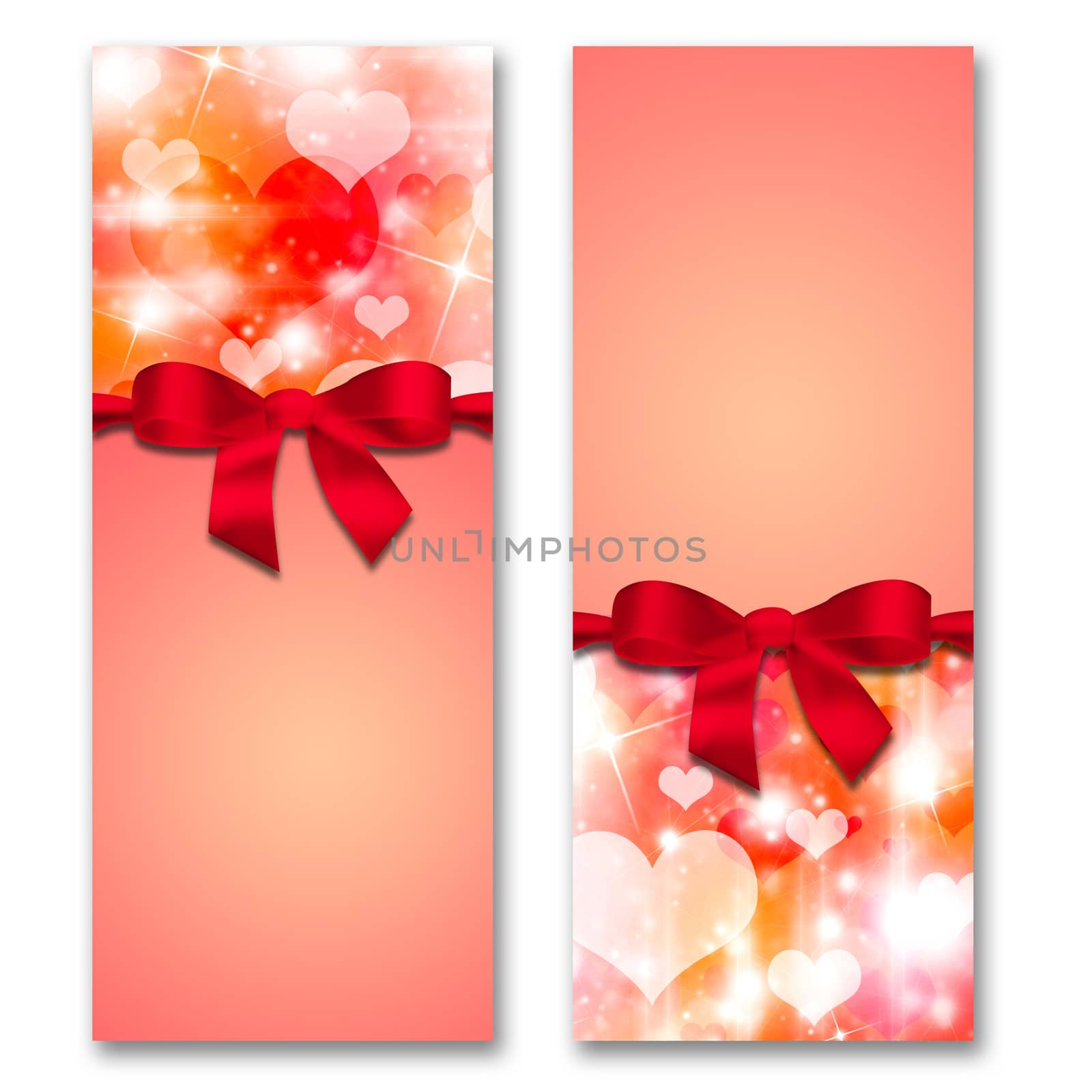 Card with hearts and ribbon with a bow by cherezoff