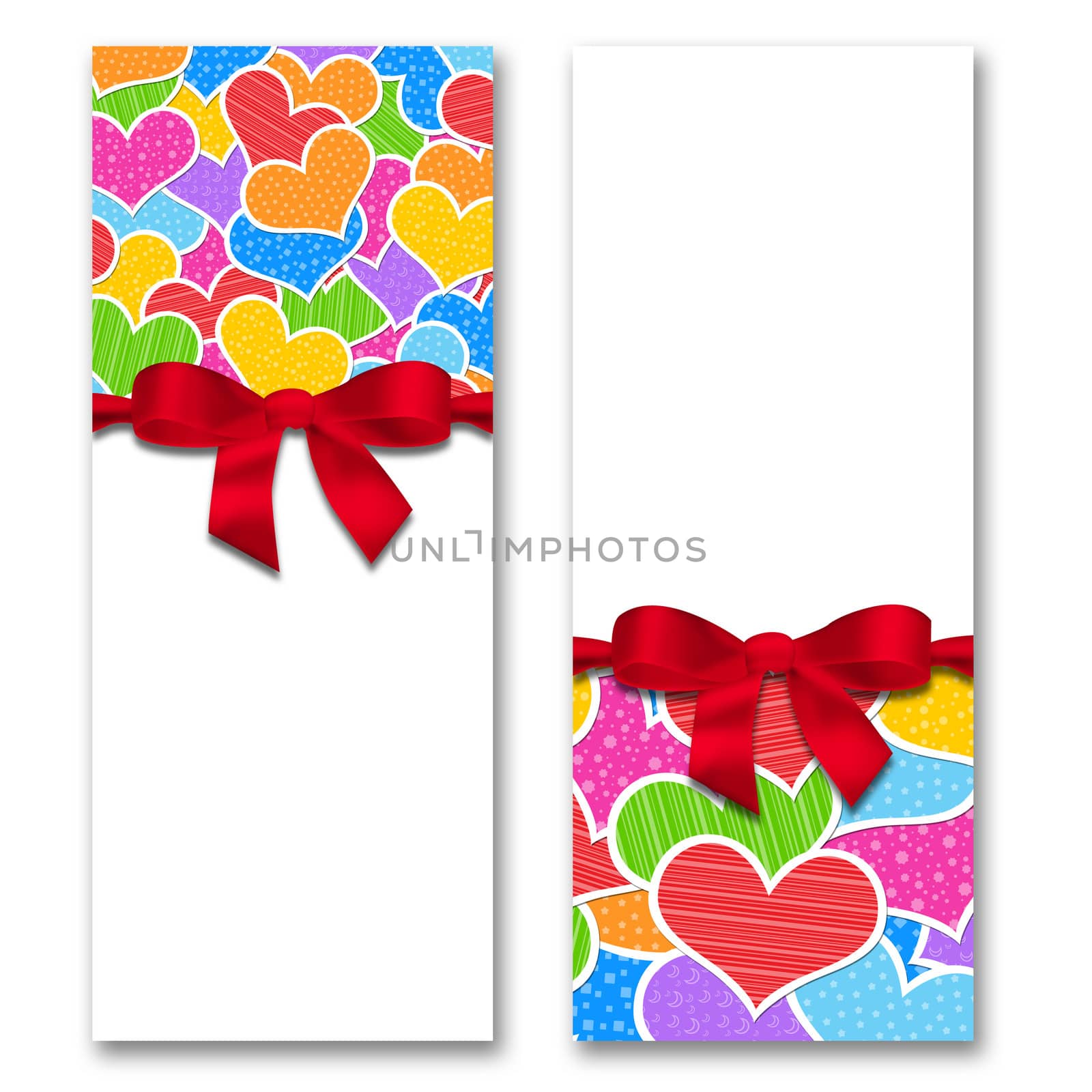 Card with hearts and ribbon with a bow by cherezoff