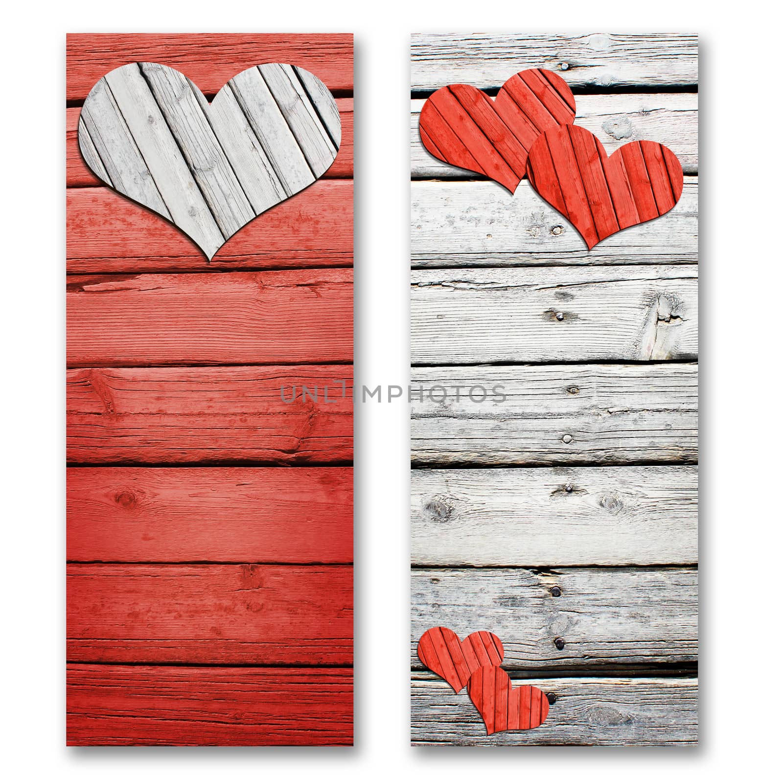 Paper hearts on a wooden surface. The concept of Valentine's Day