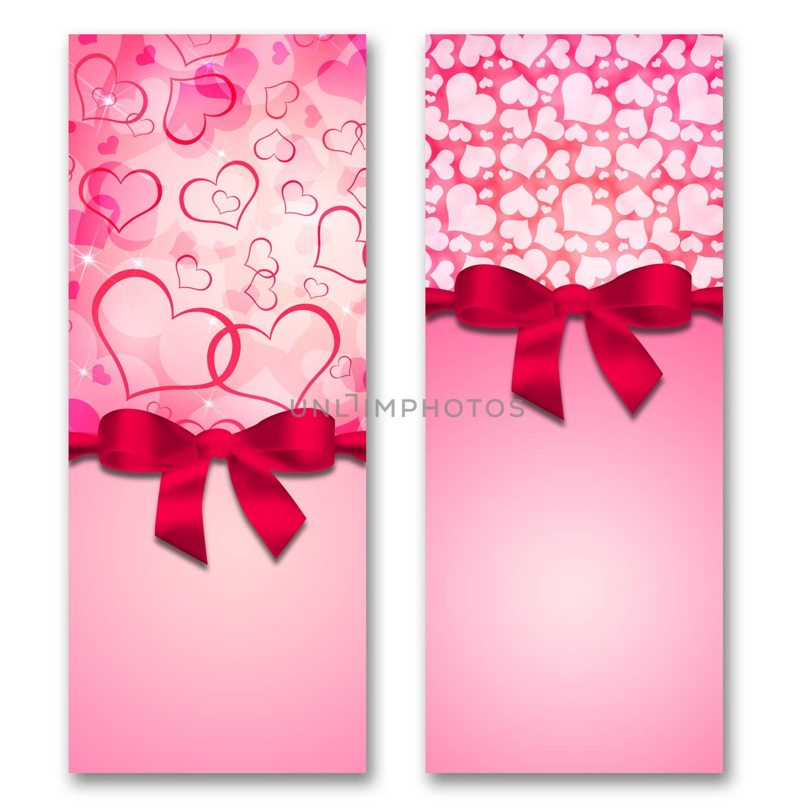 Card with hearts and ribbon with a bow by cherezoff