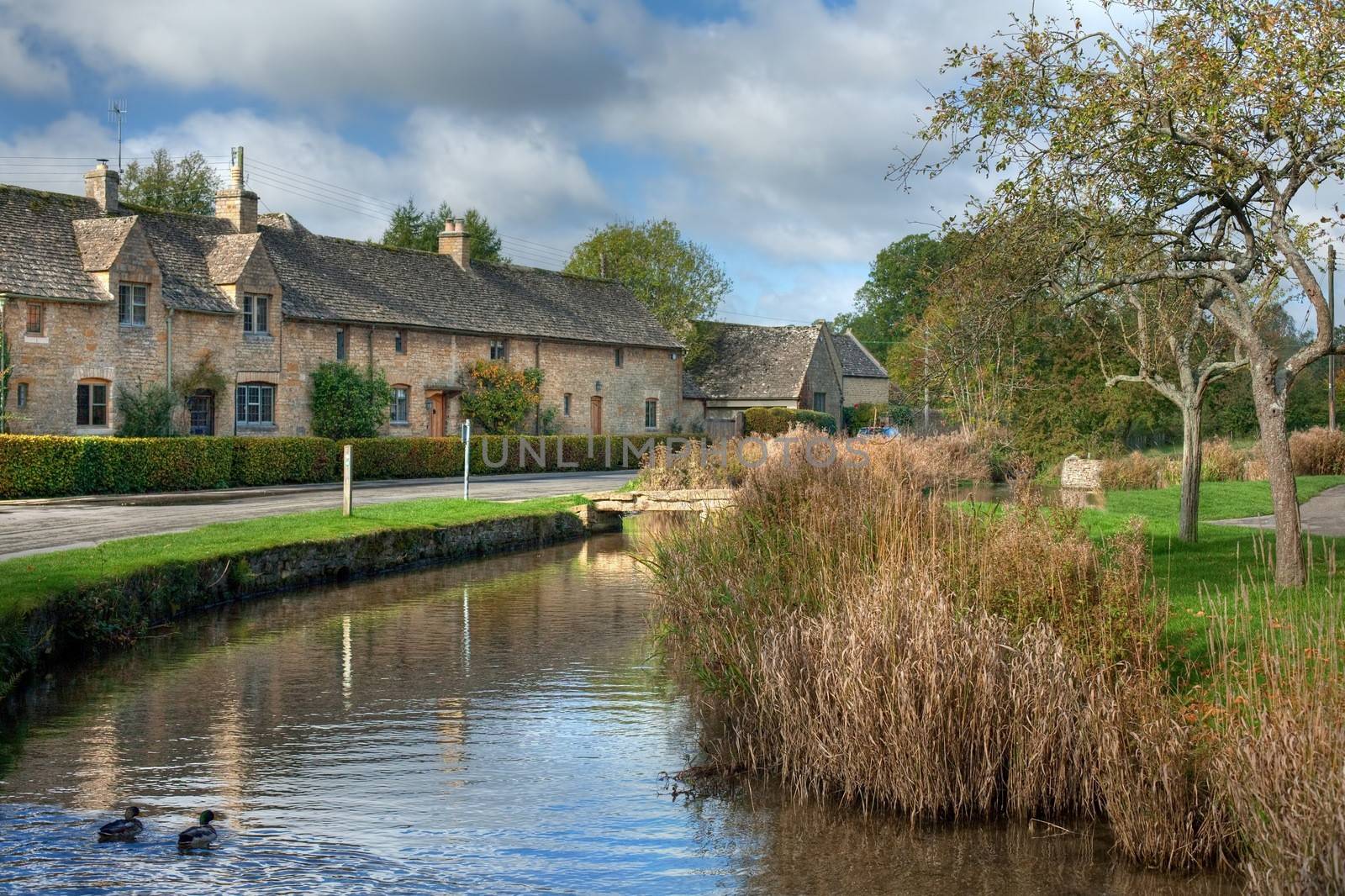 The pretty Cotswold village of Lower Slaughter near Bourton on the water, Gloucester, England.