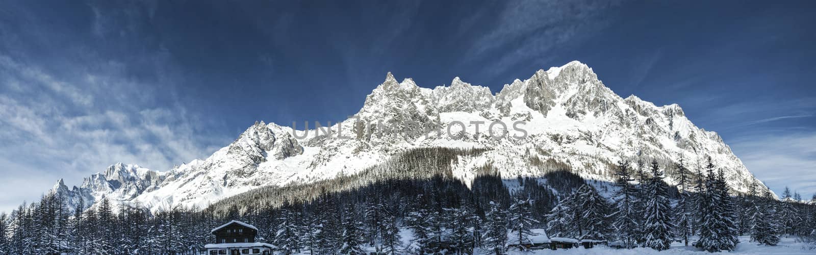 Mont Blanc: panorama from the Val Ferret, Aosta Valley - Italy