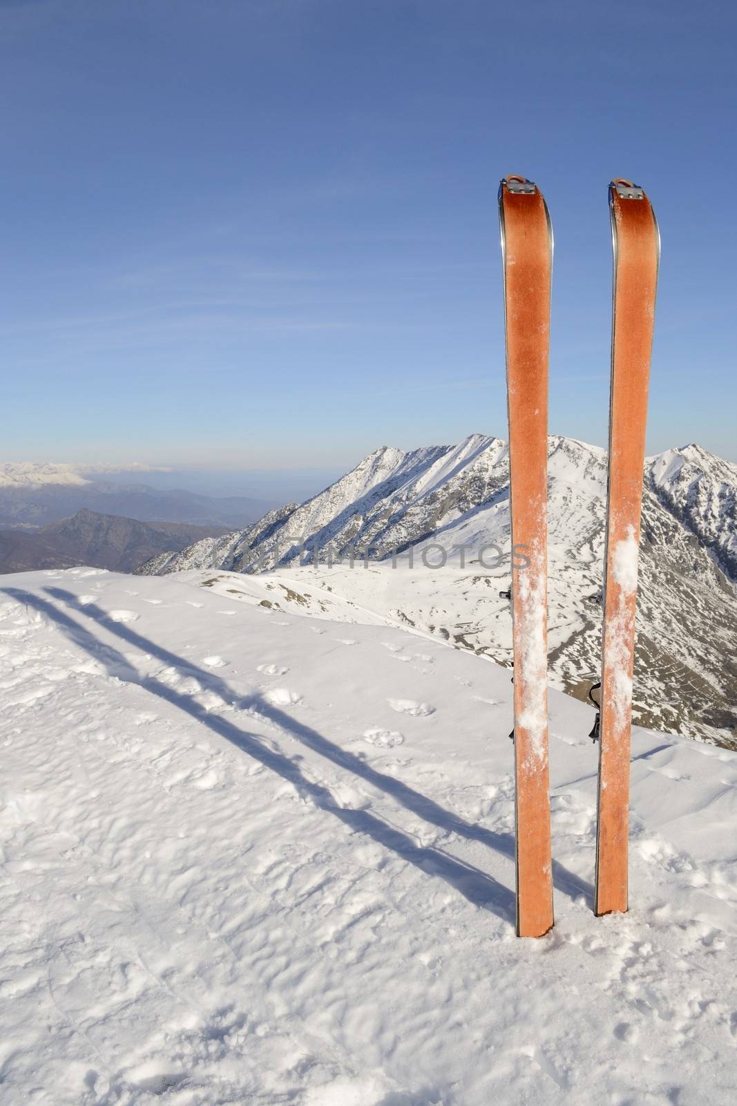 Back country ski in scenic alpine backgrounds