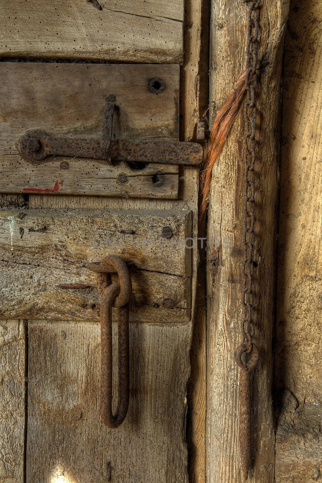 Old stable door with latch, Worcestershire, England.
