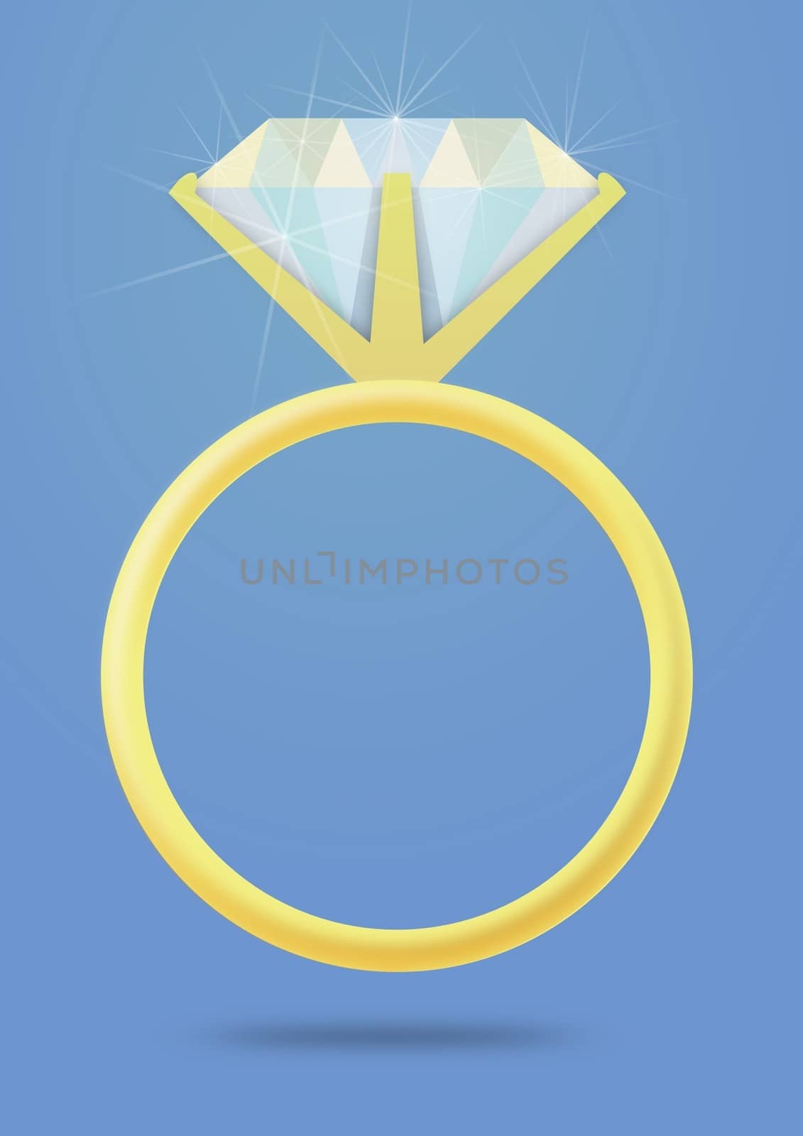 Illustration of an isolated Engagement ring on a blue background