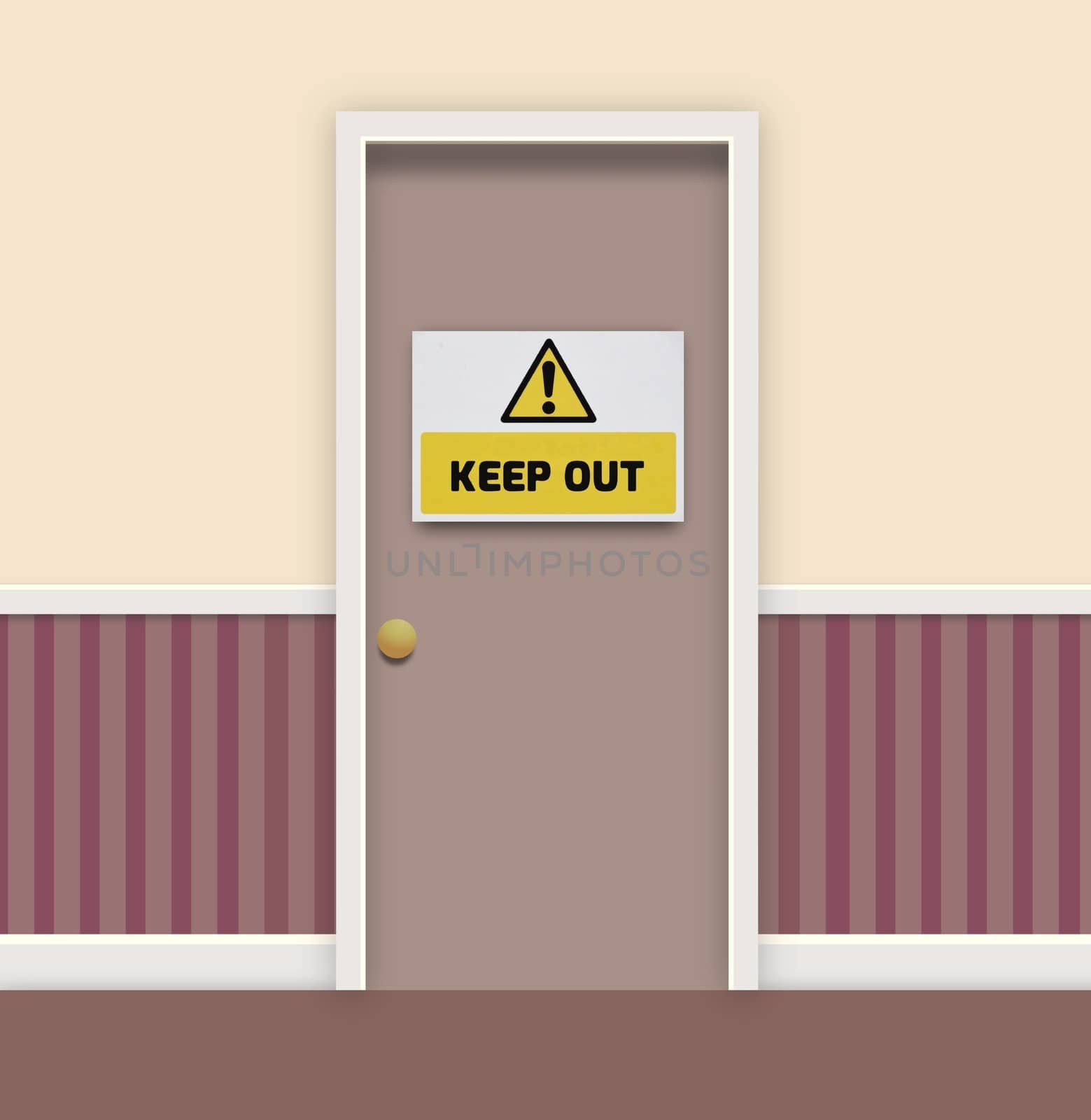 Illustration of a door with a keep out sign