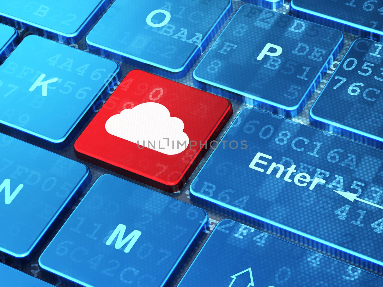 Cloud computing concept: Cloud on computer keyboard background by maxkabakov