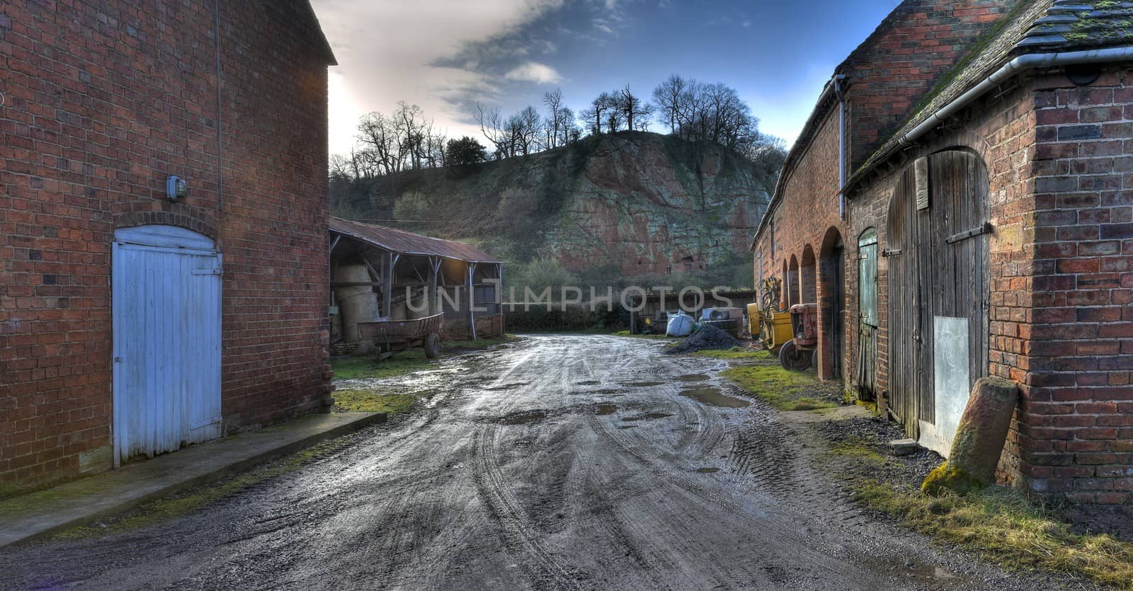 Old run-down brick and tile farm at Bewdley, Worcestershire, England.