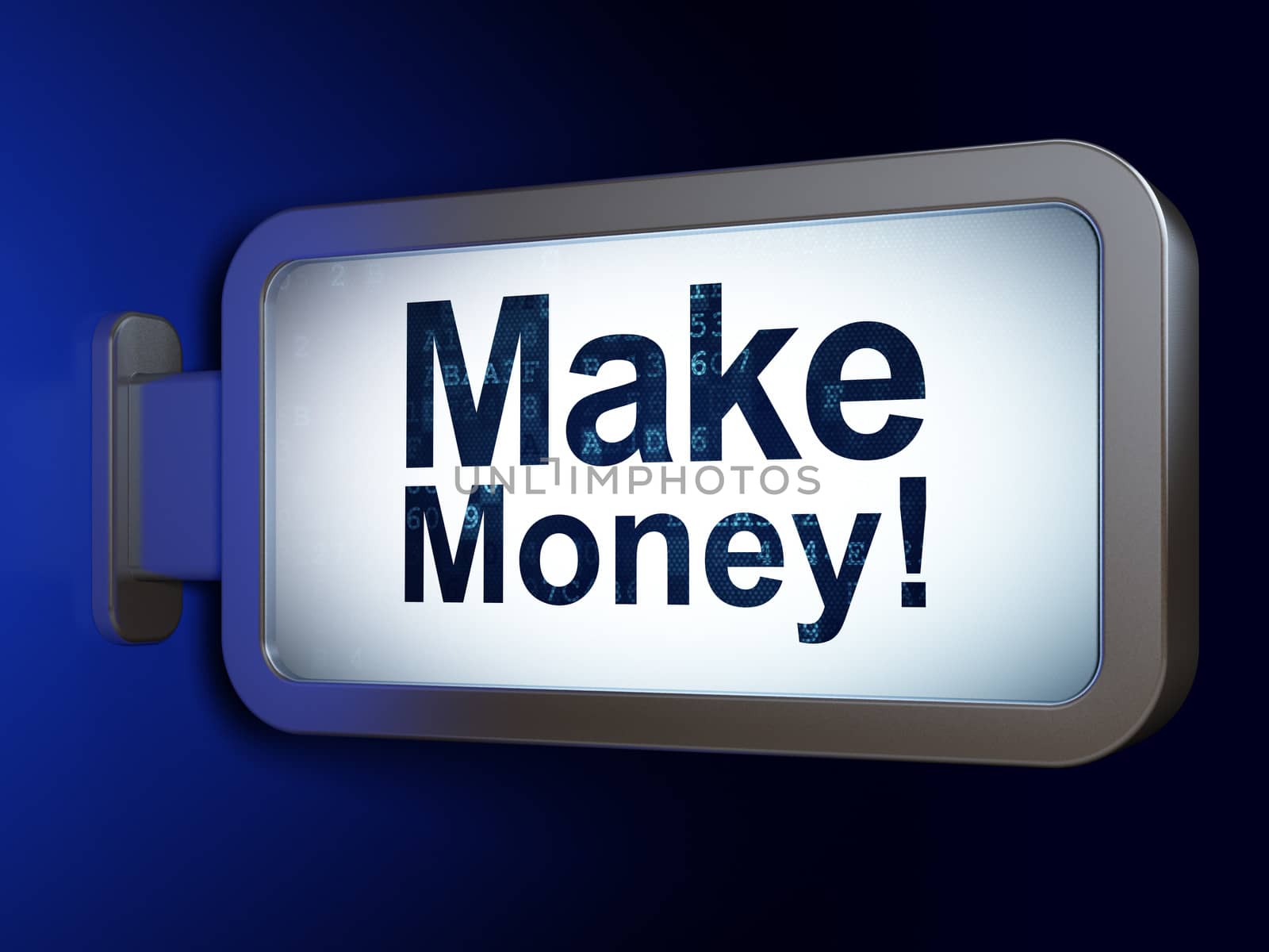 Finance concept: Make Money! on advertising billboard background, 3d render