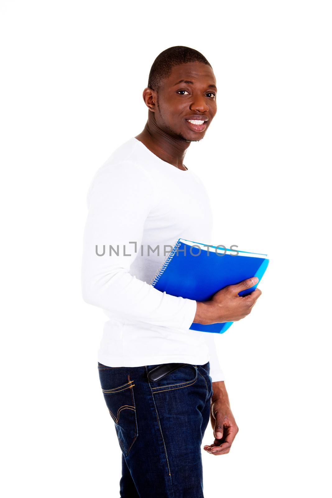 Young student man,isolated on a white background