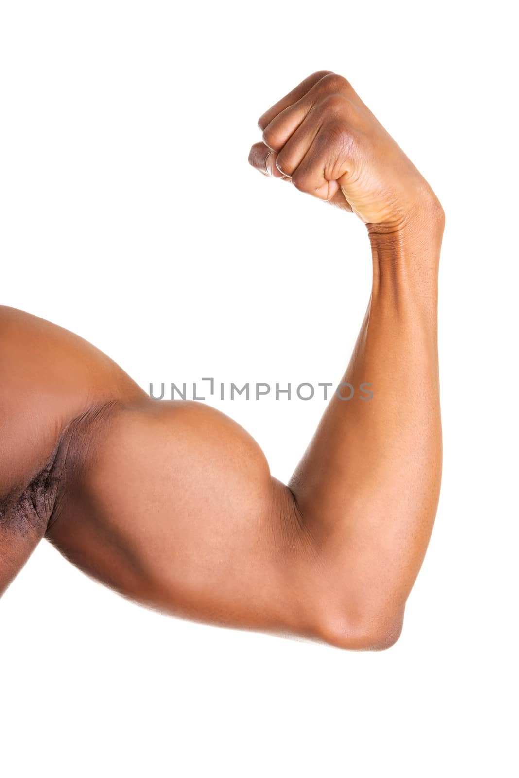 Muscular hand close up, isolated on white