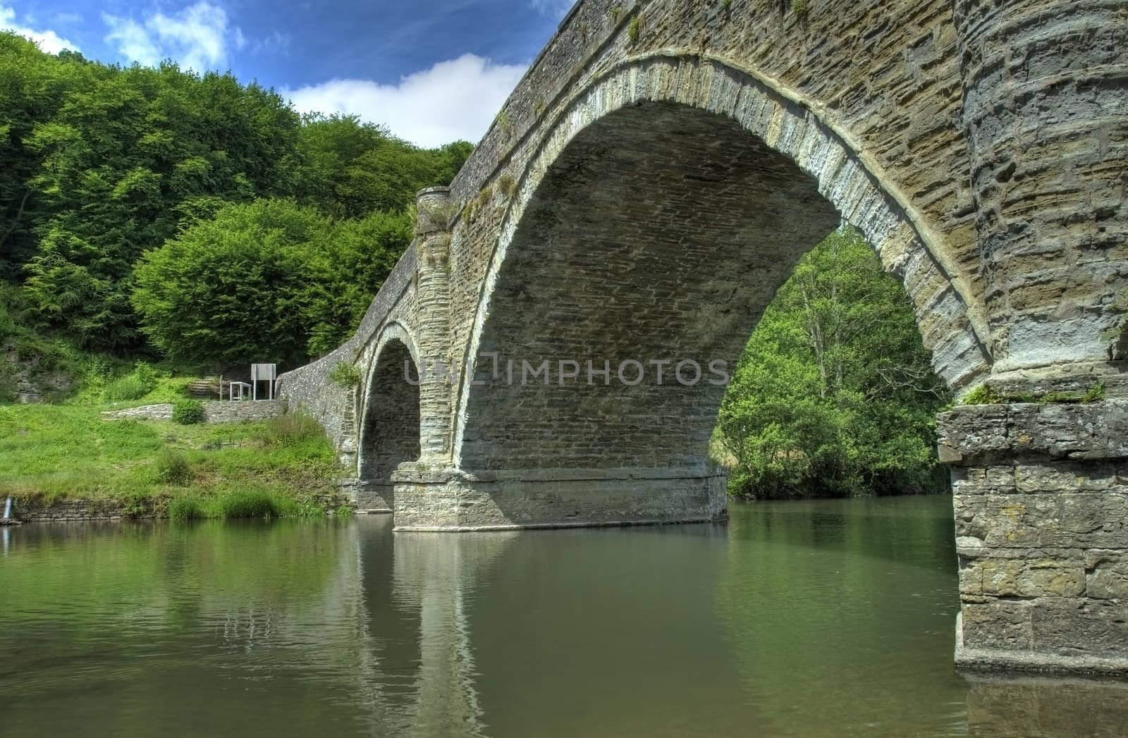 Dinham Bridge near Ludlow Castle, Shropshire, England.