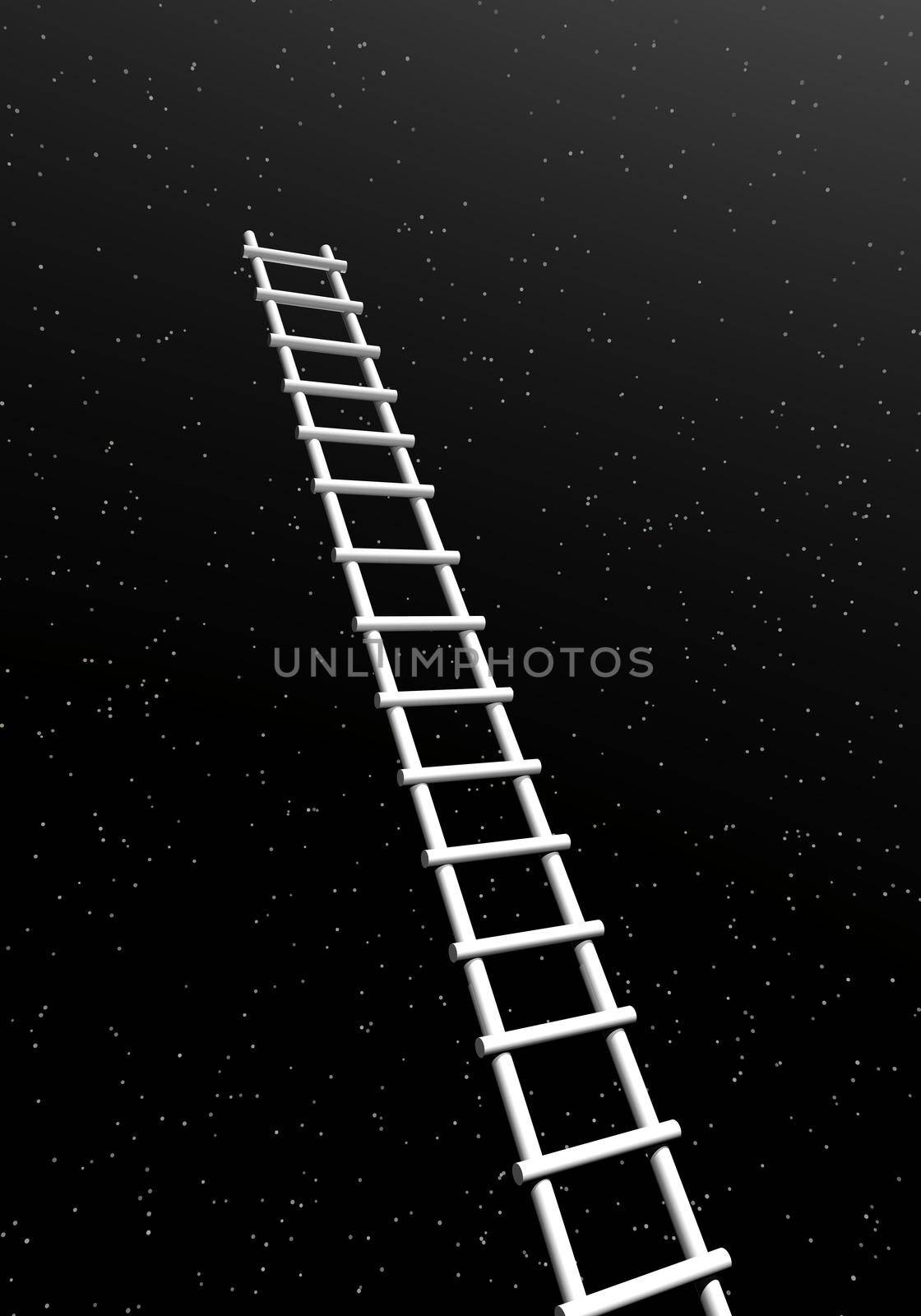 White long ladder leading to the stars in dark universe