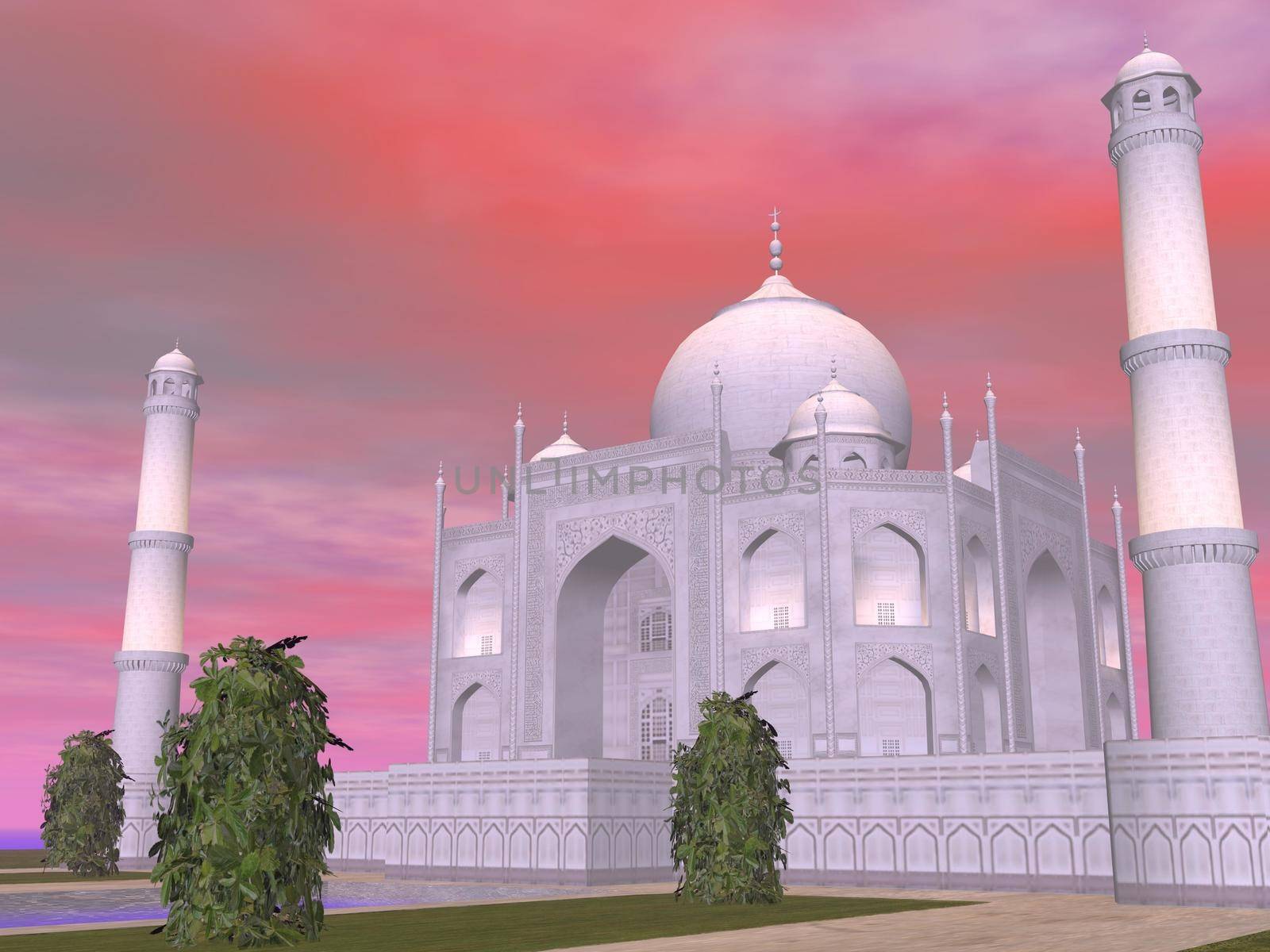 Taj Mahal mausoleum, Agra, India - 3D render by Elenaphotos21