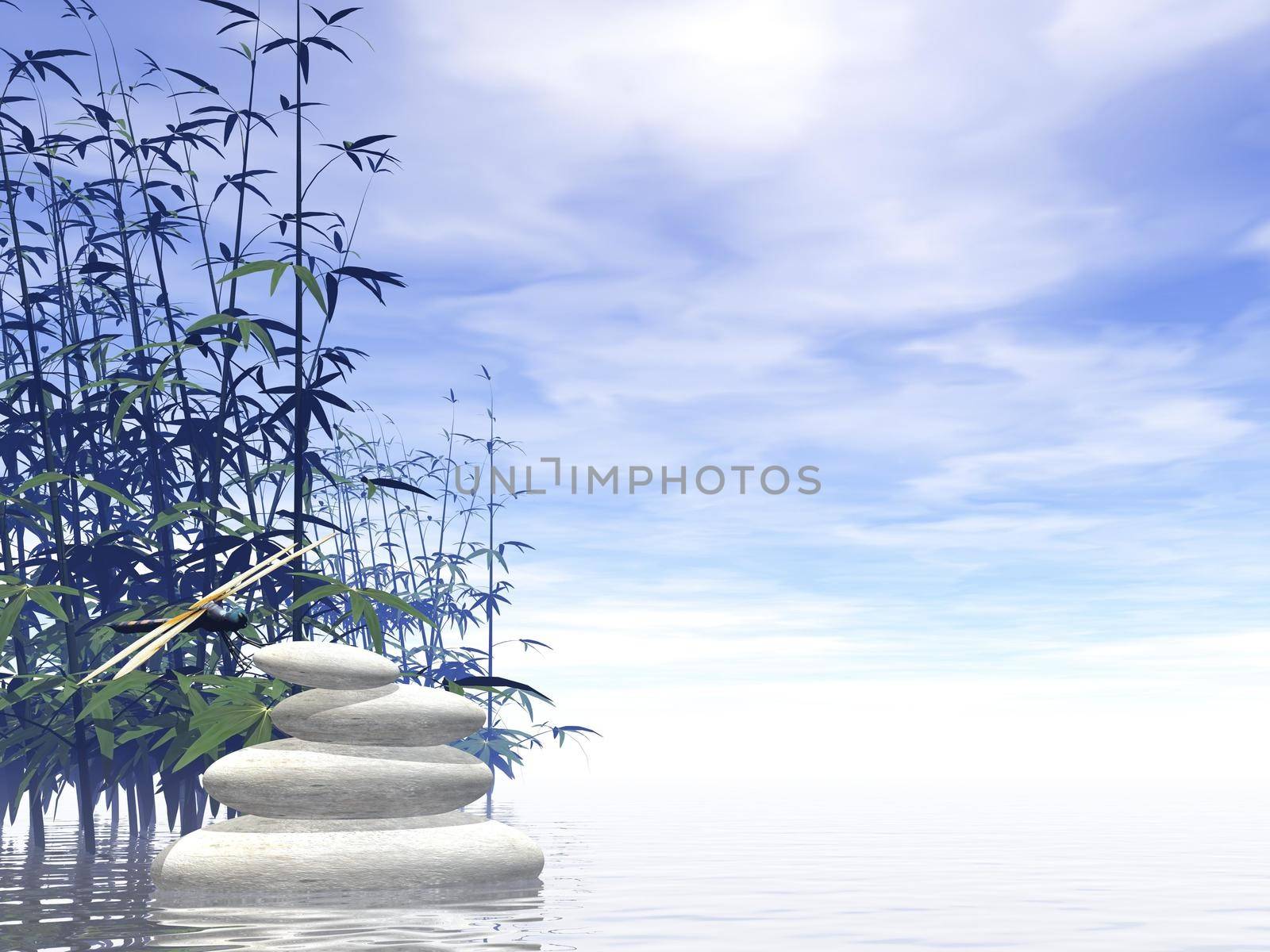 Zen white stones - 3D render by Elenaphotos21