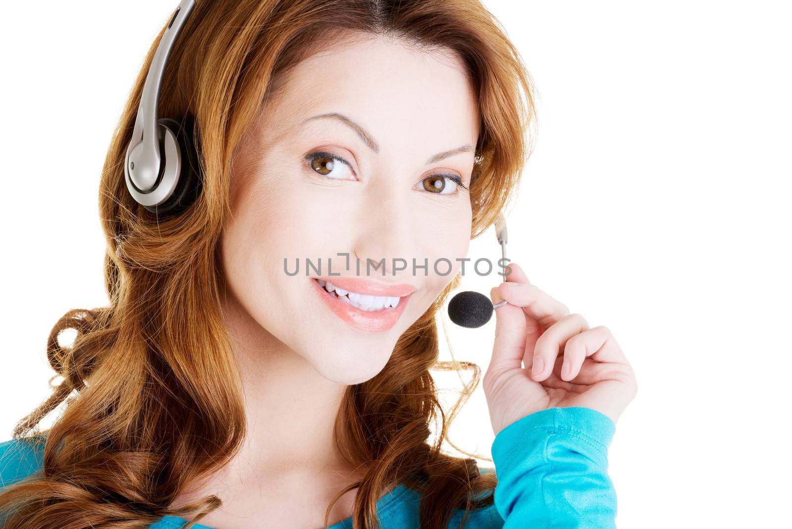 Attractive adult woman with headphones by BDS
