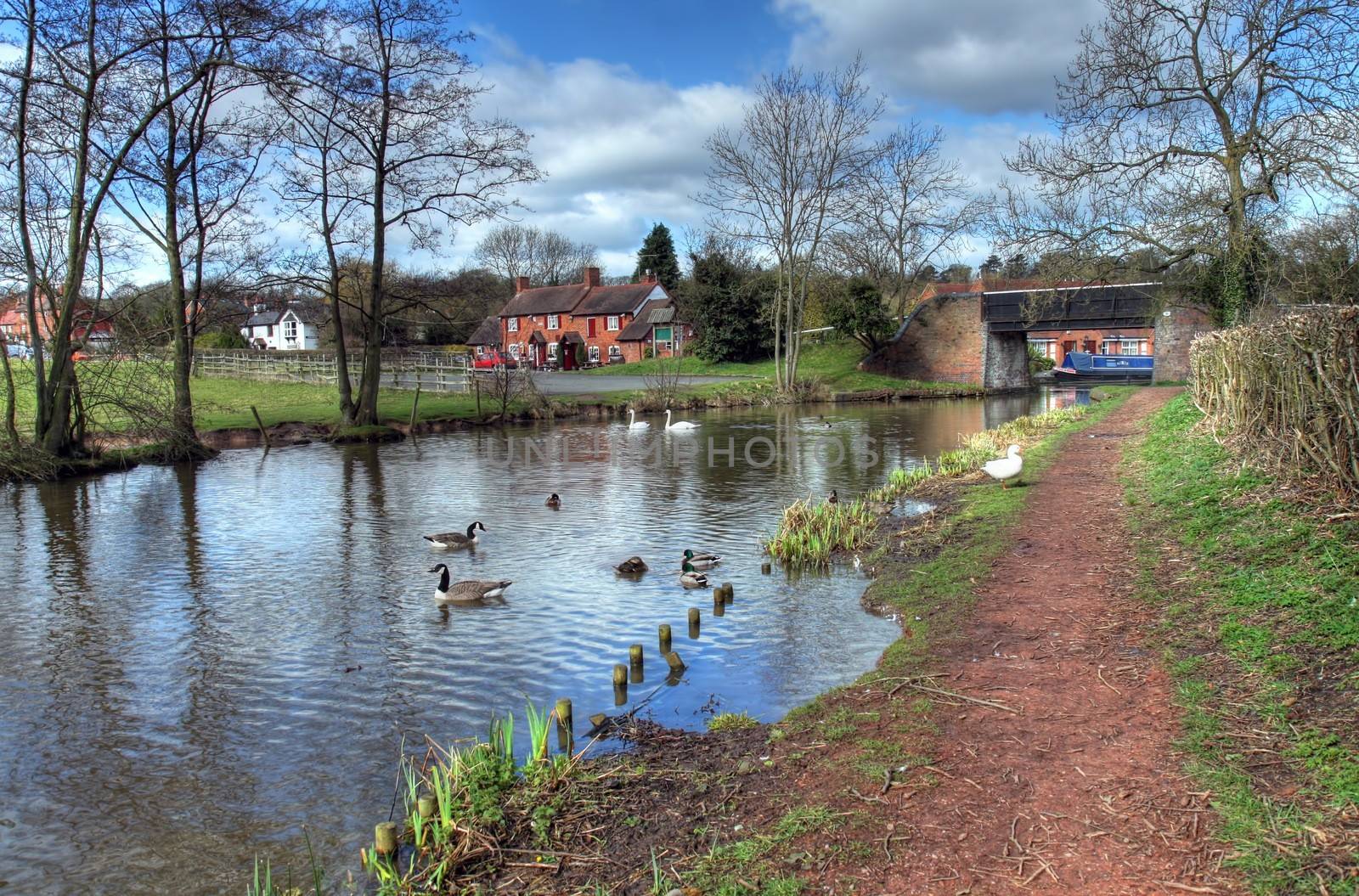 The Worcestershire and Birmingham Canal, Withybed Green, Alvechurch, Worcestershire, England.