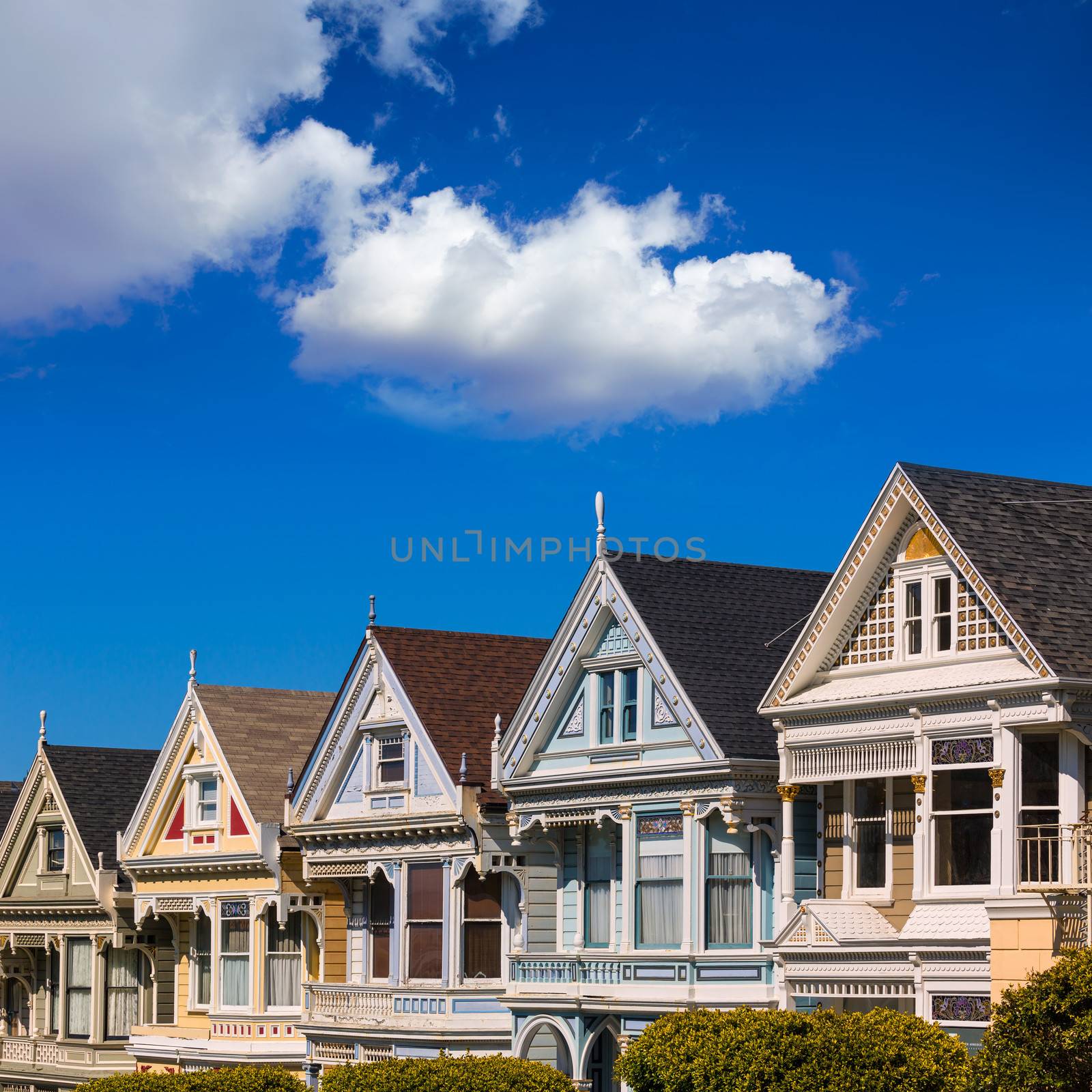 San Francisco Victorian houses in Alamo Square at California USA