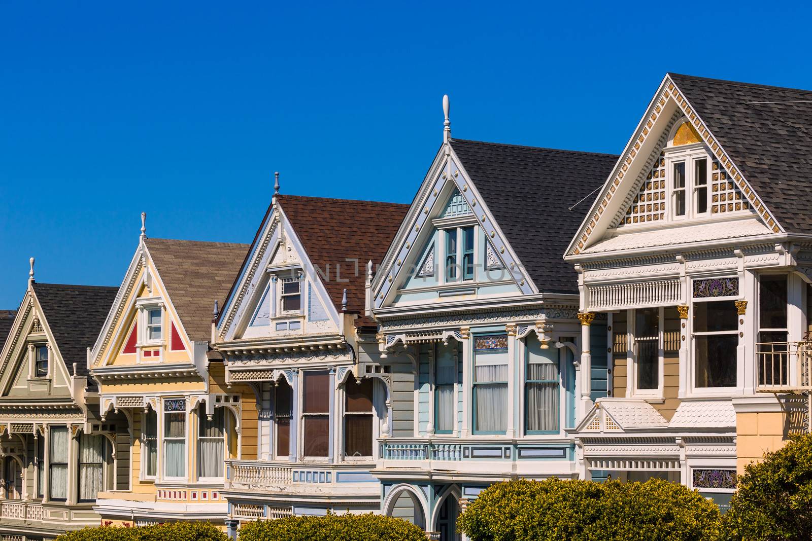 San Francisco Victorian houses in Alamo Square at California USA