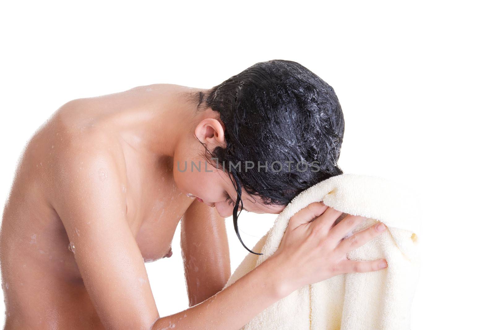 A young woman with wet hair and towel by BDS