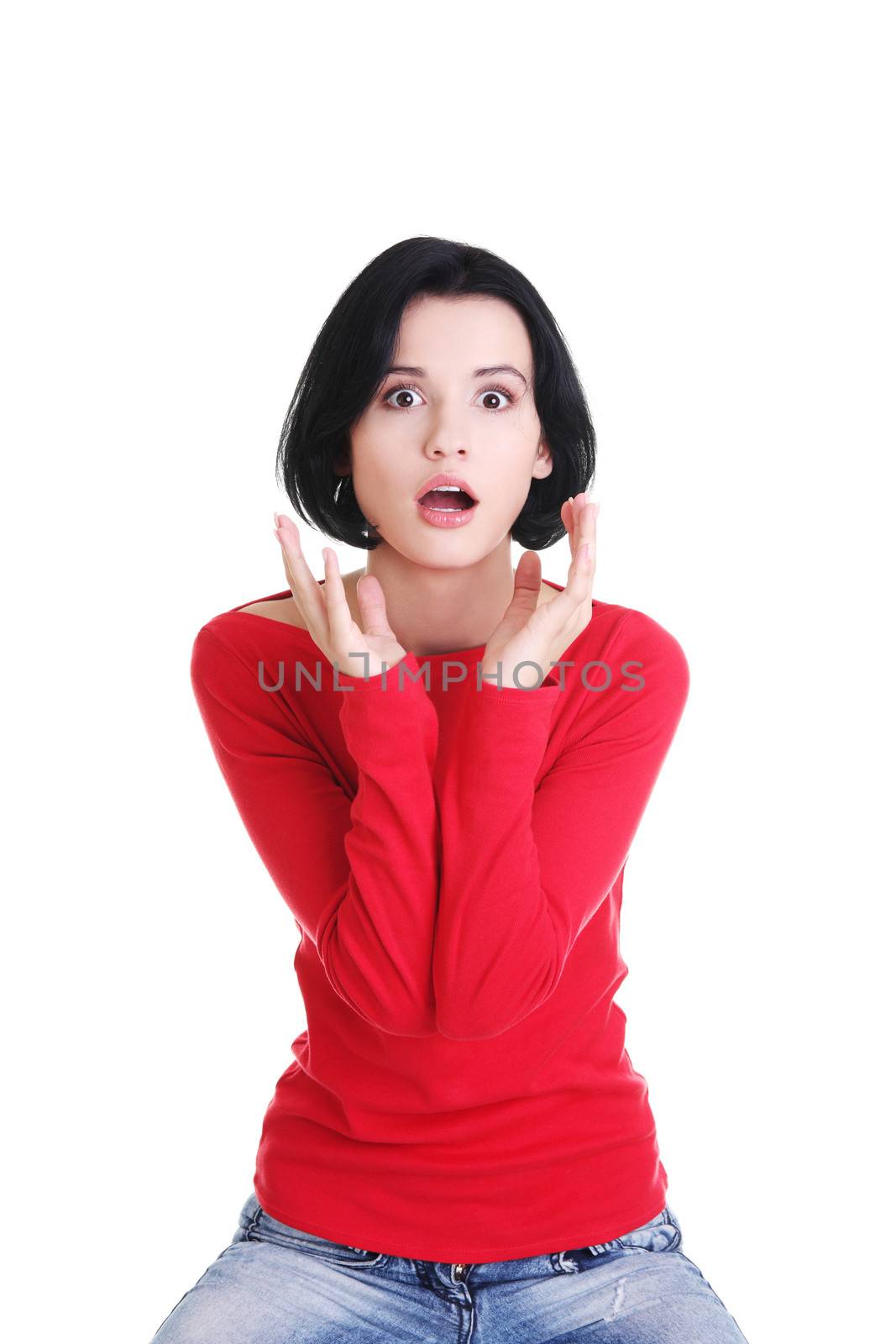 Stressed woman is going crazy in frustration. by BDS