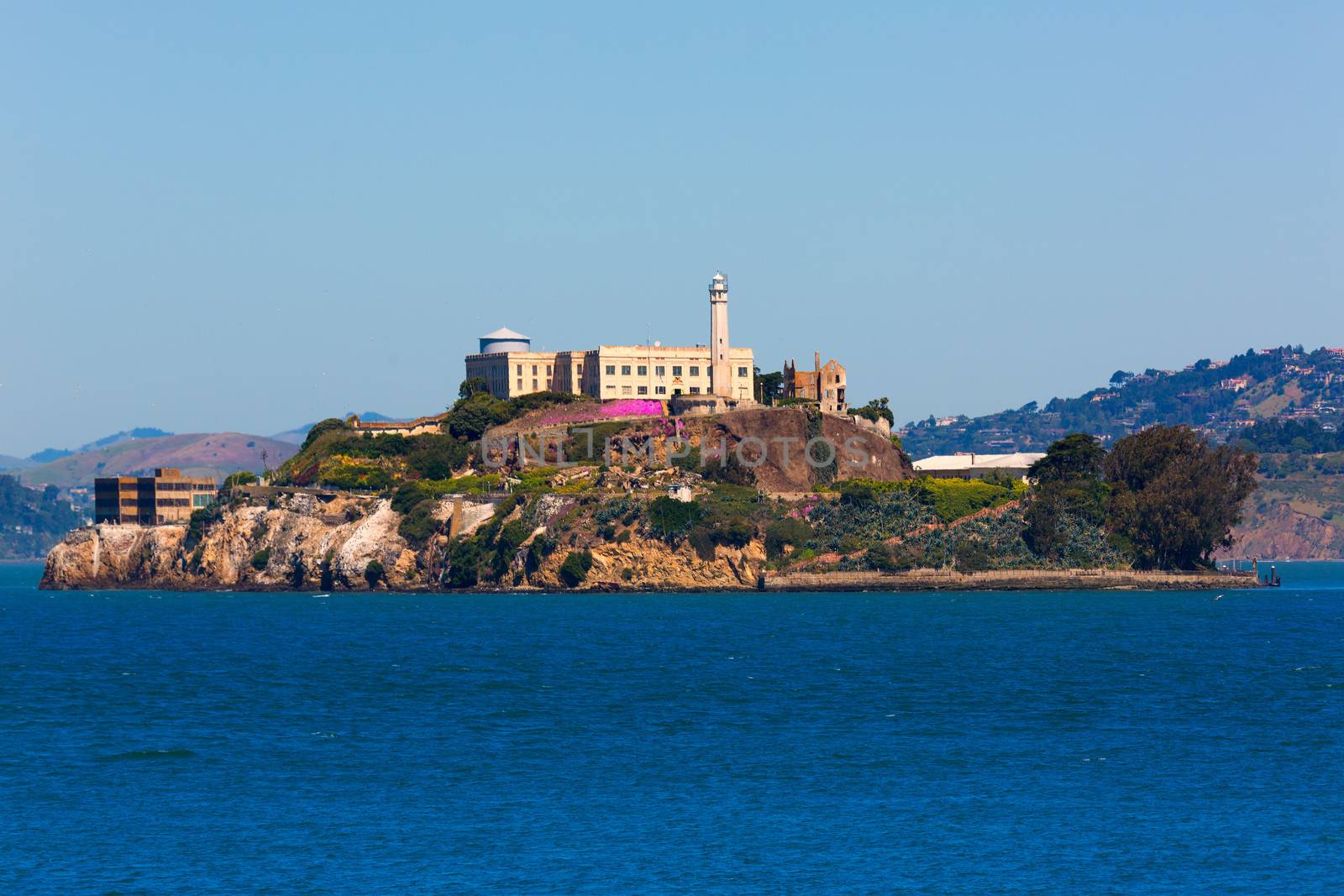 Alcatraz island penitentiary in San Francisco Bay California USA view from Pier 39