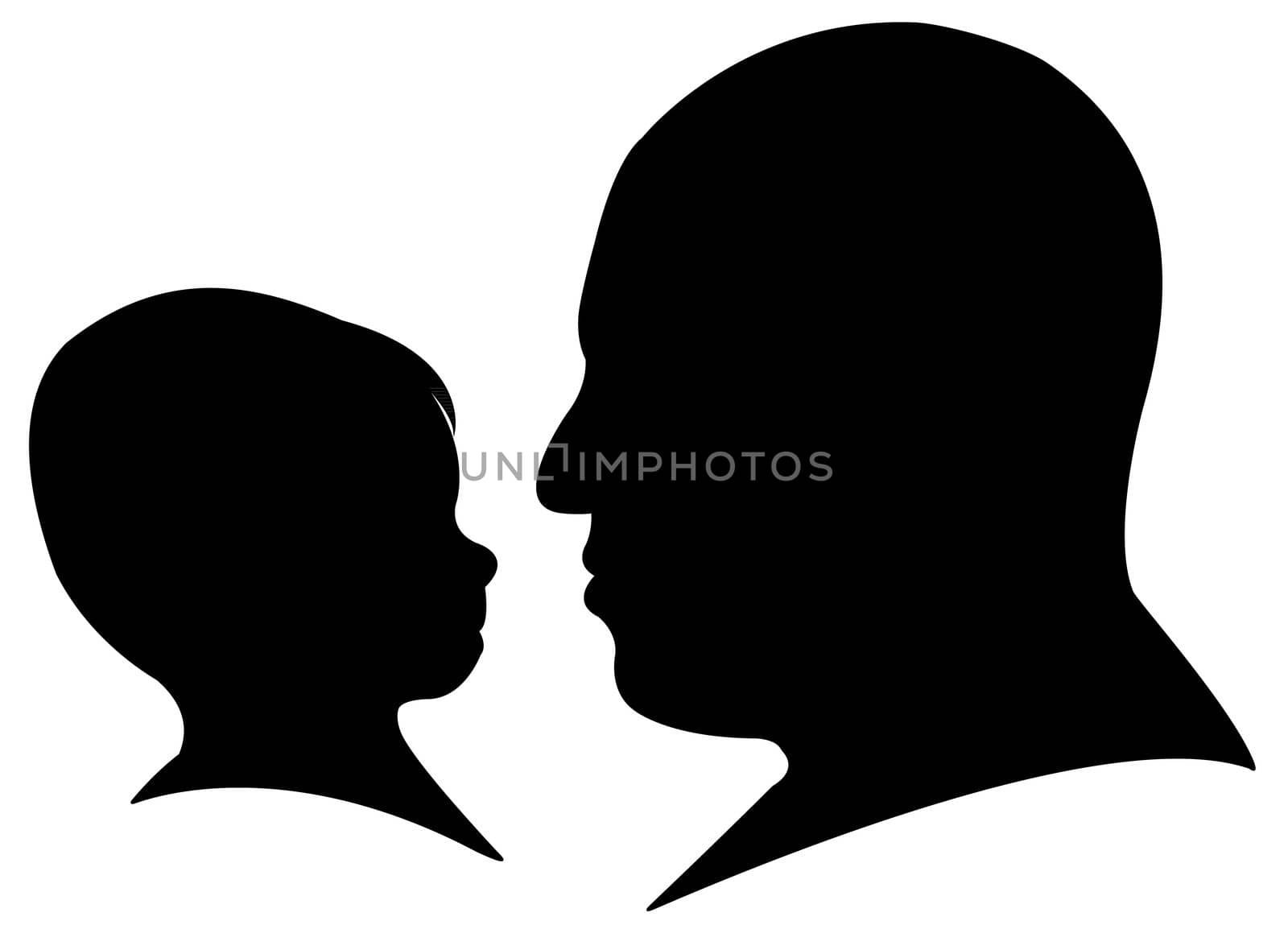 father and bay boy head silhouette vector