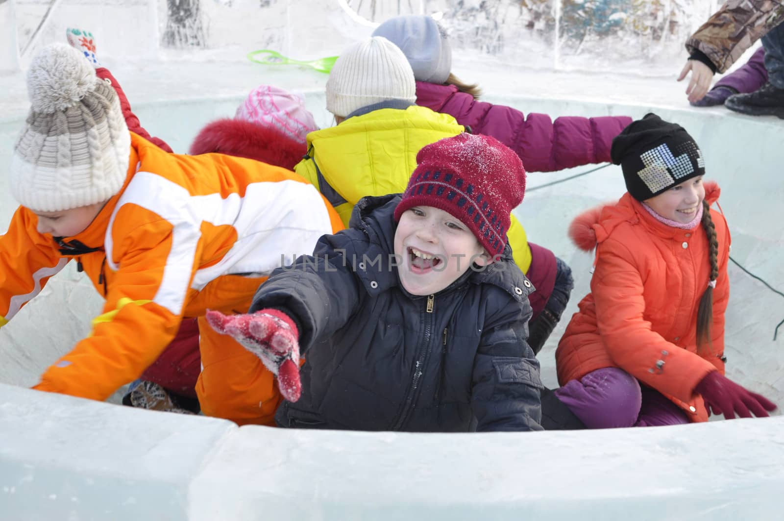 Winter children's entertainments. Ice bowl