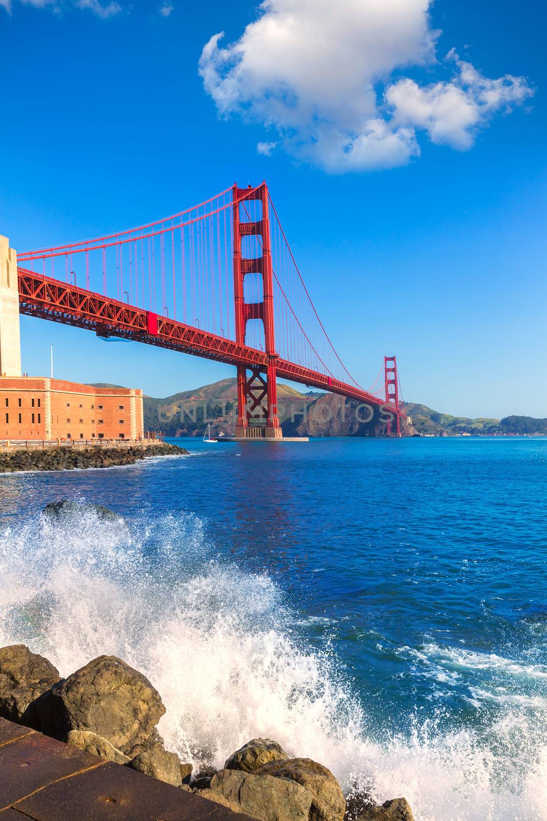 Golden Gate Bridge San Francisco from Presidio in California USA