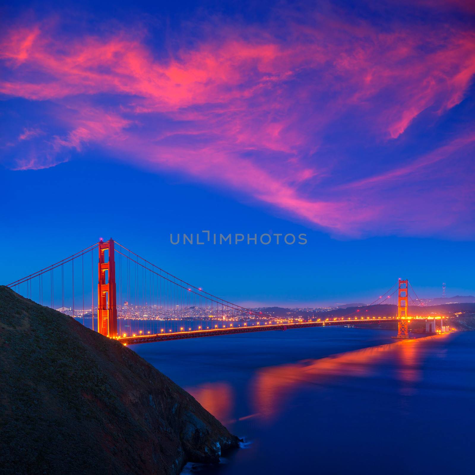 Golden Gate Bridge San Francisco sunset California USA
