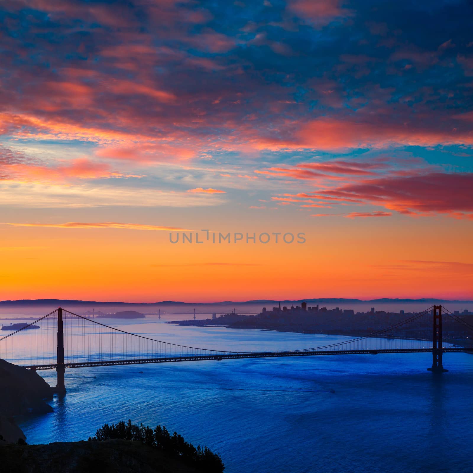 Golden Gate Bridge San Francisco sunrise California by lunamarina