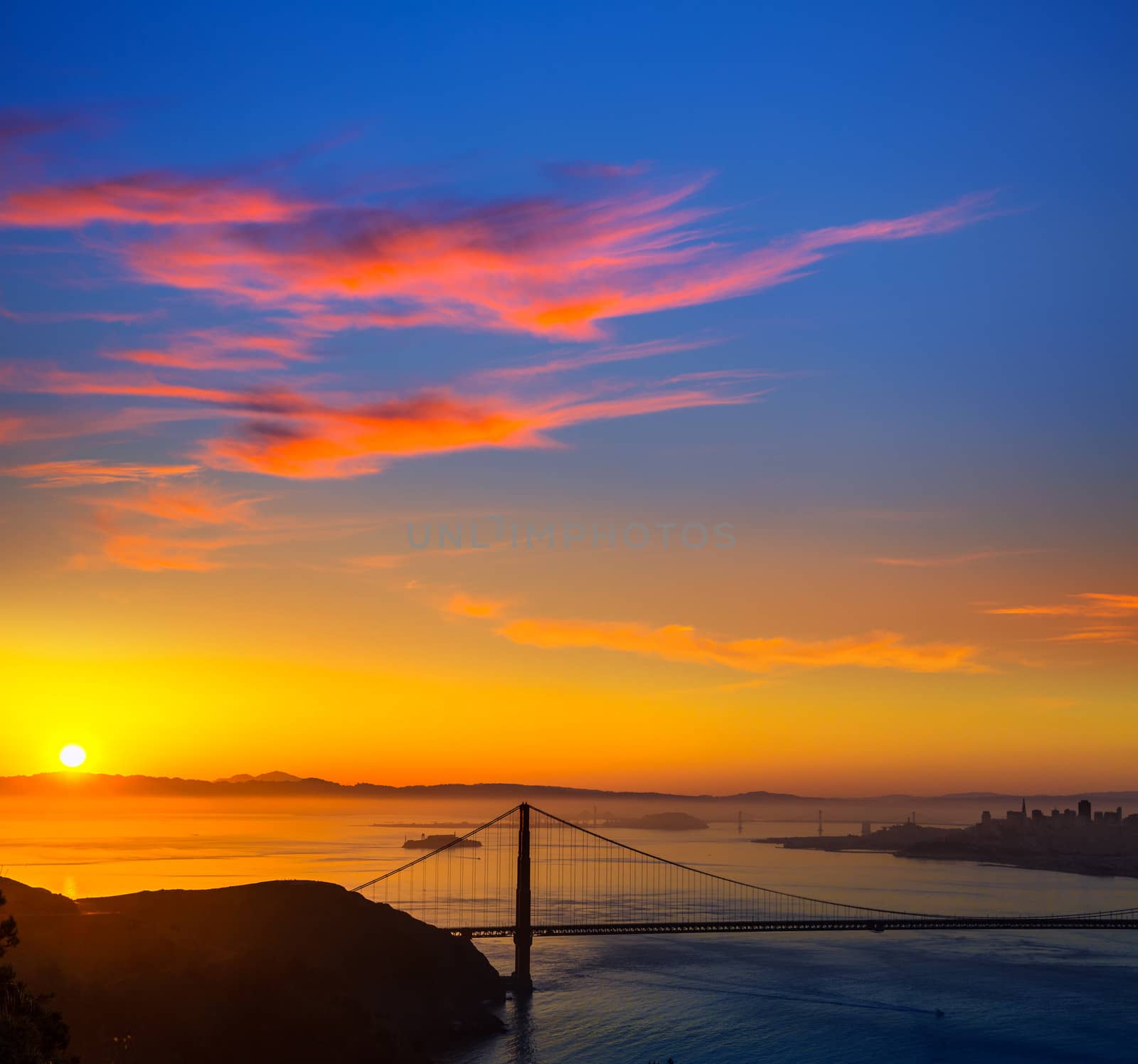 Golden Gate Bridge San Francisco sunrise California by lunamarina