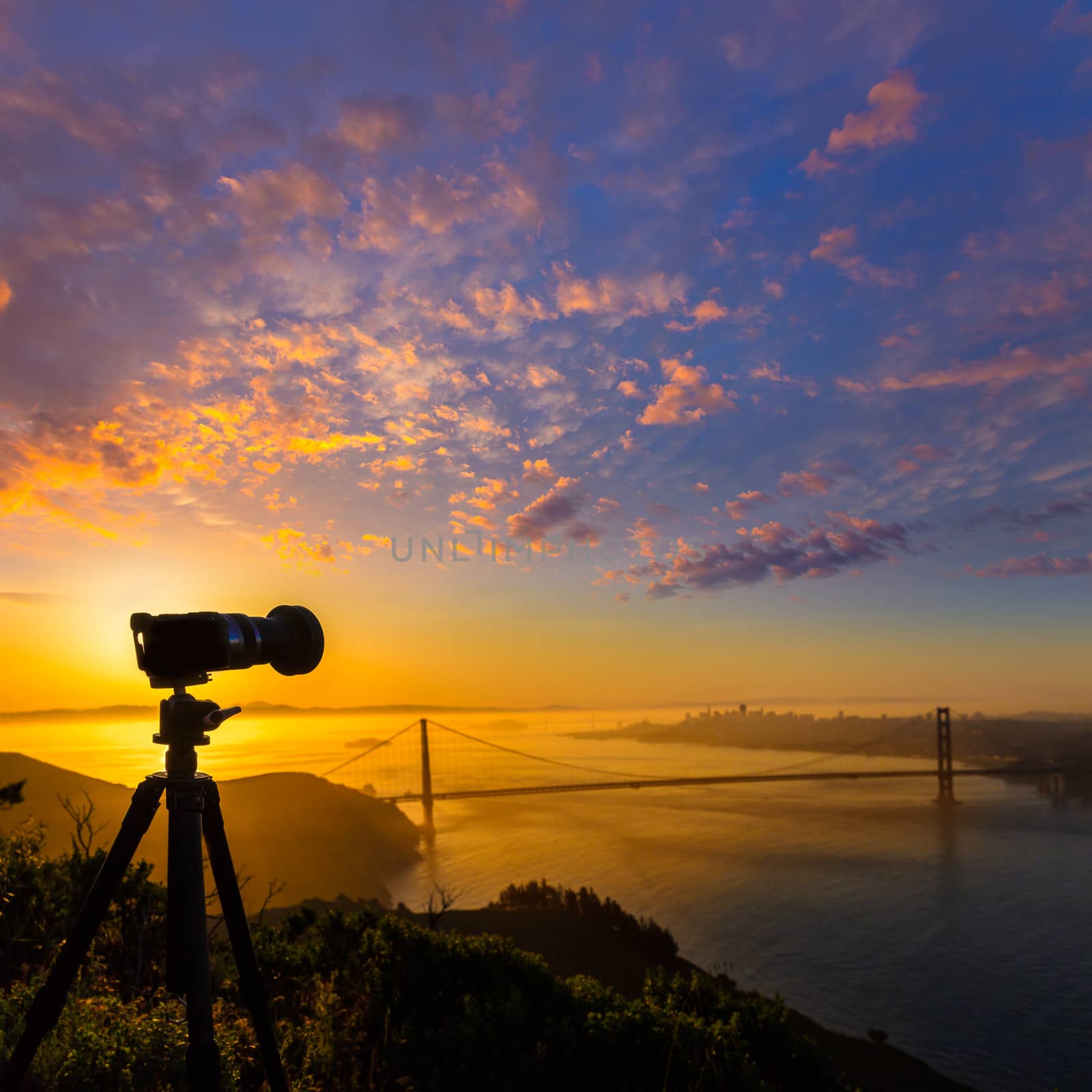Golden Gate Bridge San Francisco sunrise California by lunamarina