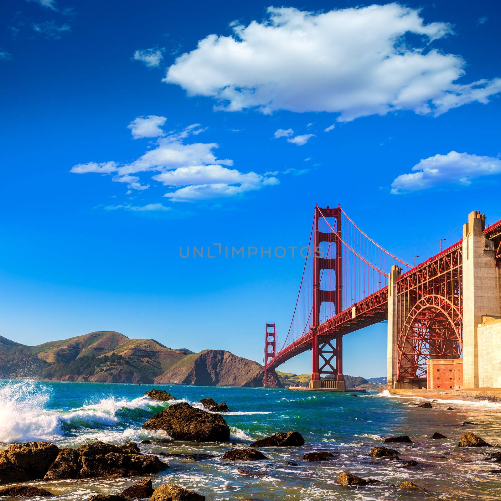 San Francisco Golden Gate Bridge GGB from Marshall beach in California USA