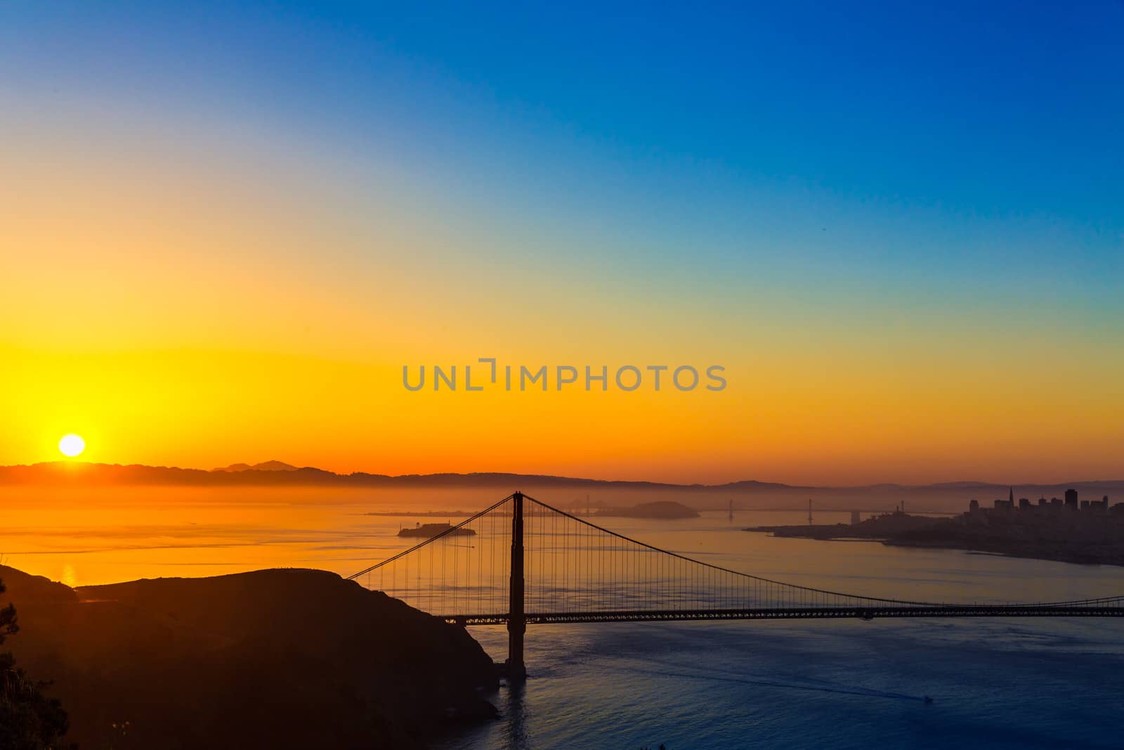 Golden Gate Bridge San Francisco sunrise California by lunamarina