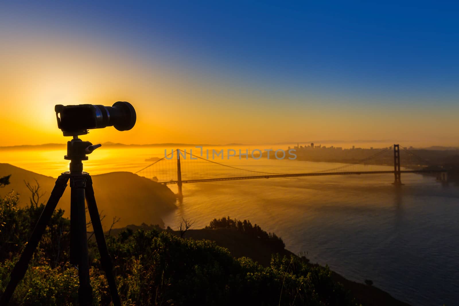 Golden Gate Bridge San Francisco sunrise California by lunamarina