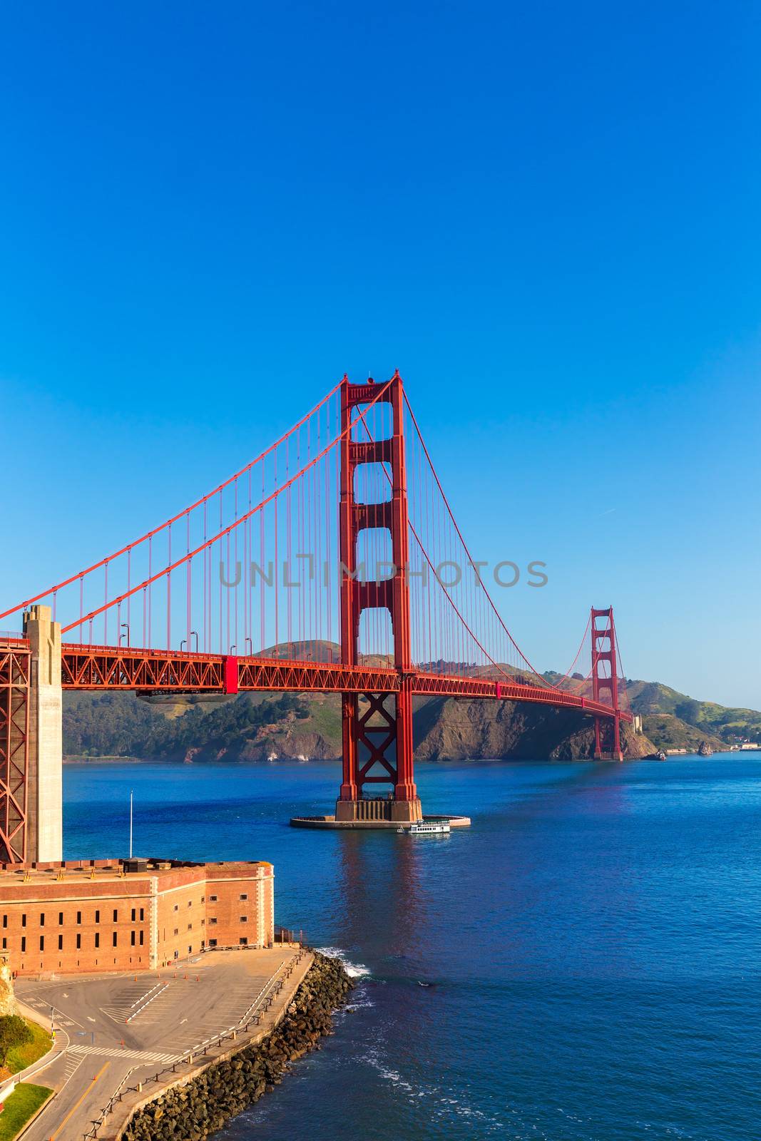 Golden Gate Bridge San Francisco from Presidio in California USA