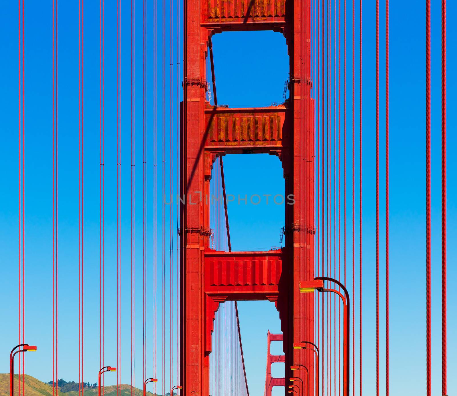 Golden Gate Bridge details in San Francisco California USA