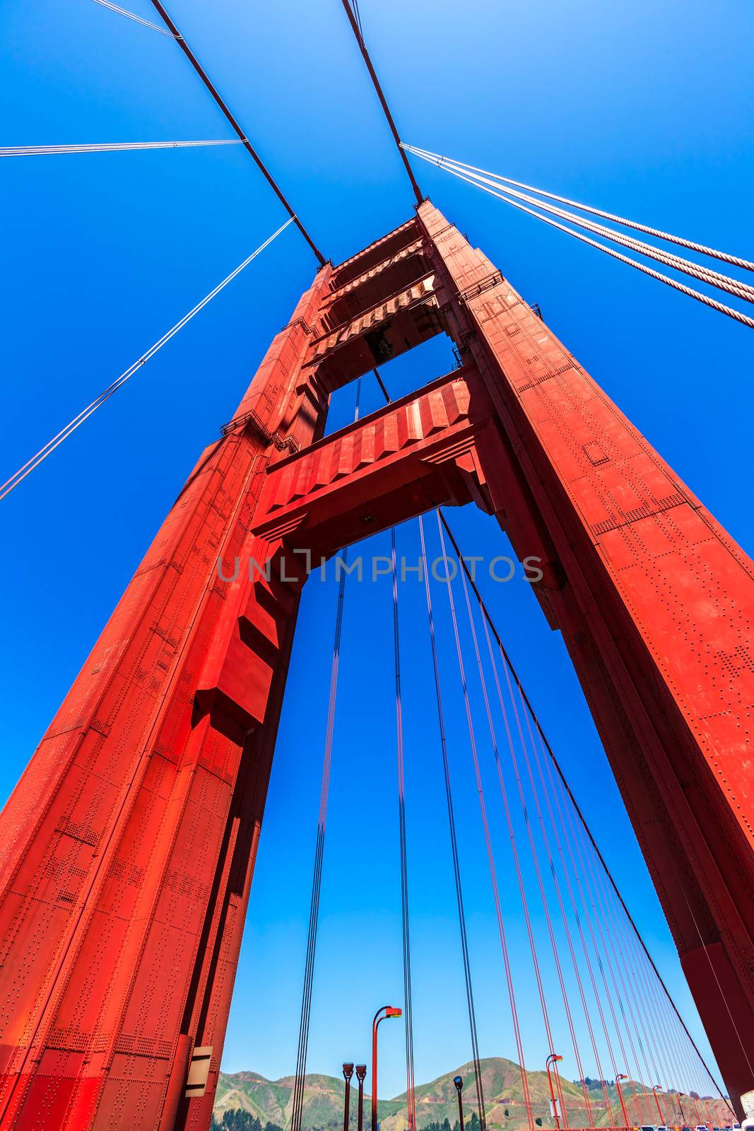 Golden Gate Bridge details in San Francisco California USA