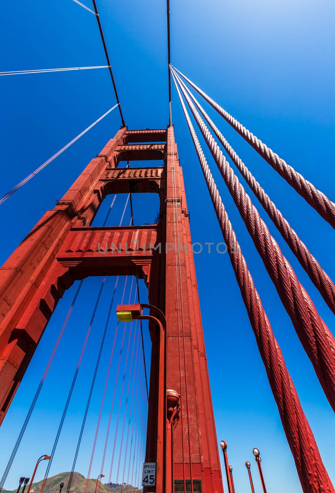 Golden Gate Bridge details in San Francisco California USA