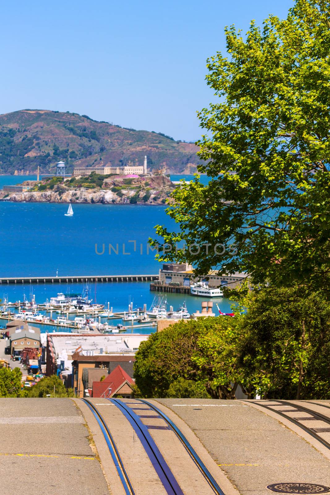 San francisco Hyde Street and Alcatraz island by lunamarina