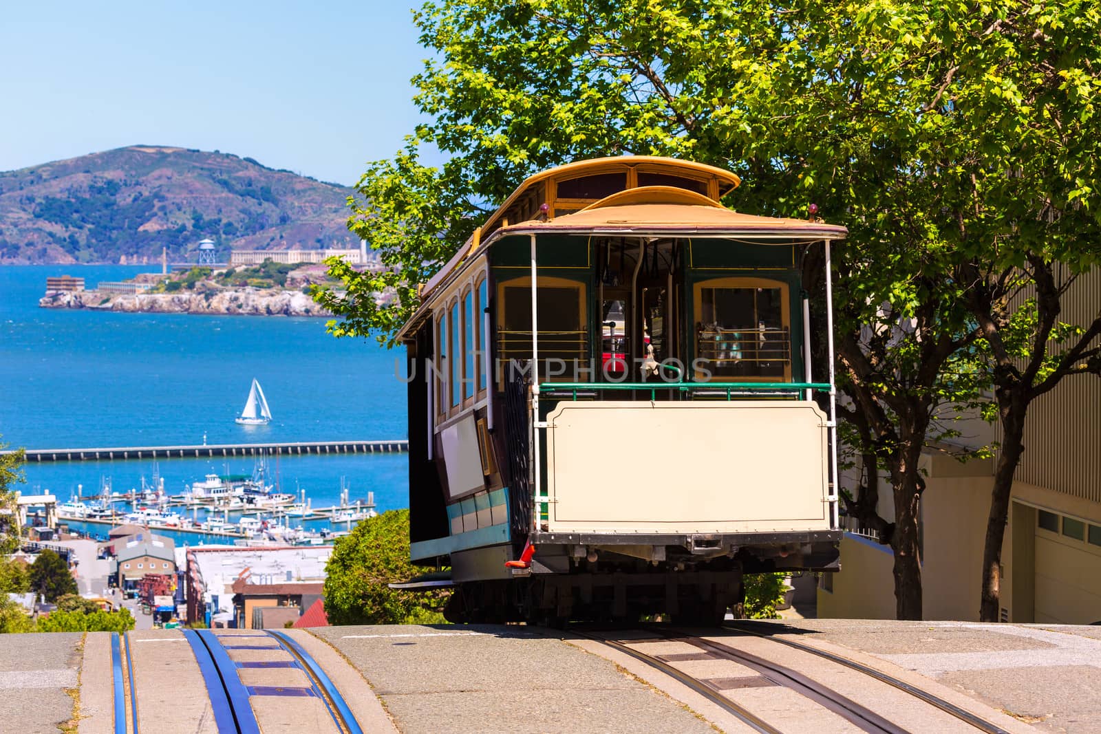 San francisco Hyde Street Cable Car Tram of the Powell-Hyde in California USA